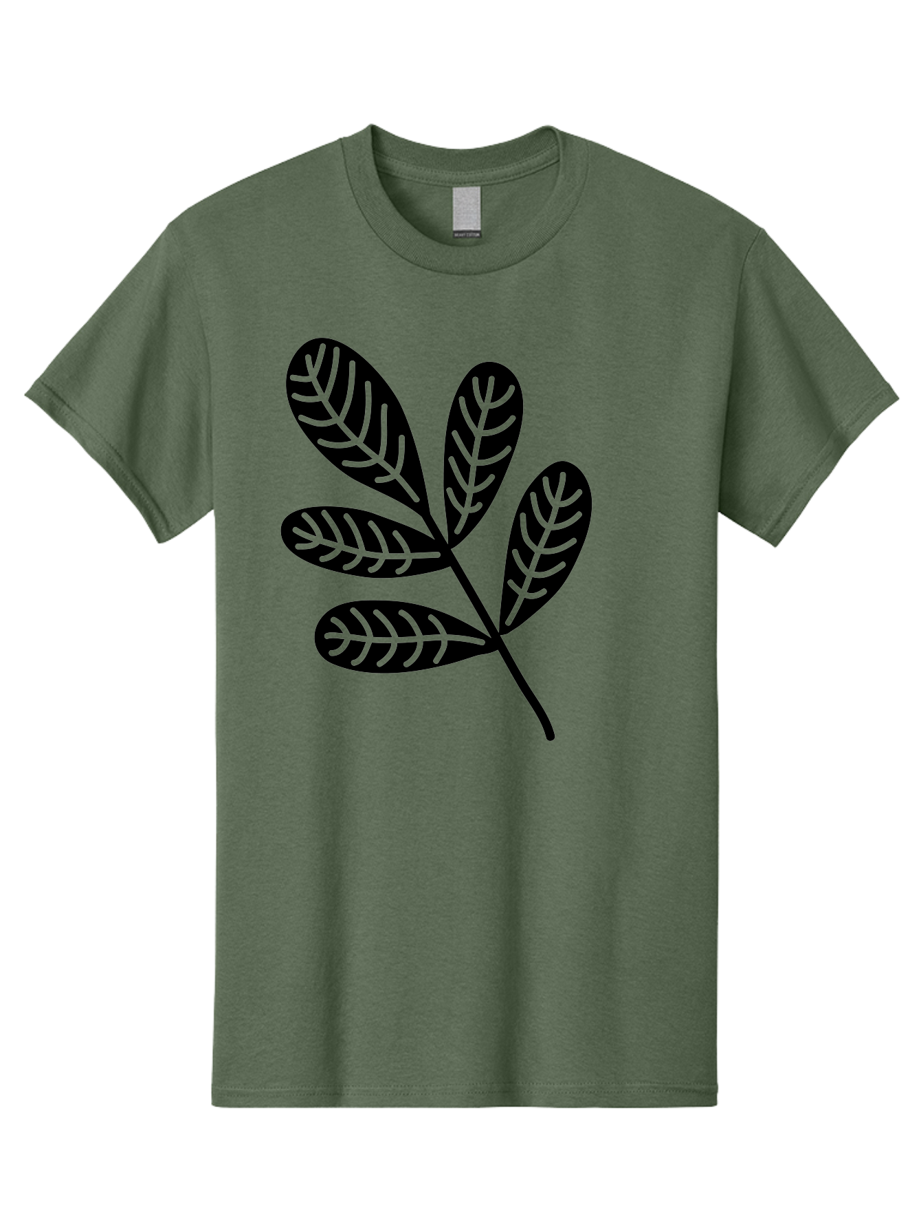 Five-Leaves Men'S Graphic Tee, 100% Cotton, Comfortable Casual Summer Wear, Machine Washable, Black Leaves, Leafy Branch, Foliage Illustration, Nature Graphics, Simple Leaf Design, Minimalist Botanical Art, Leaf Silhouette Aac210