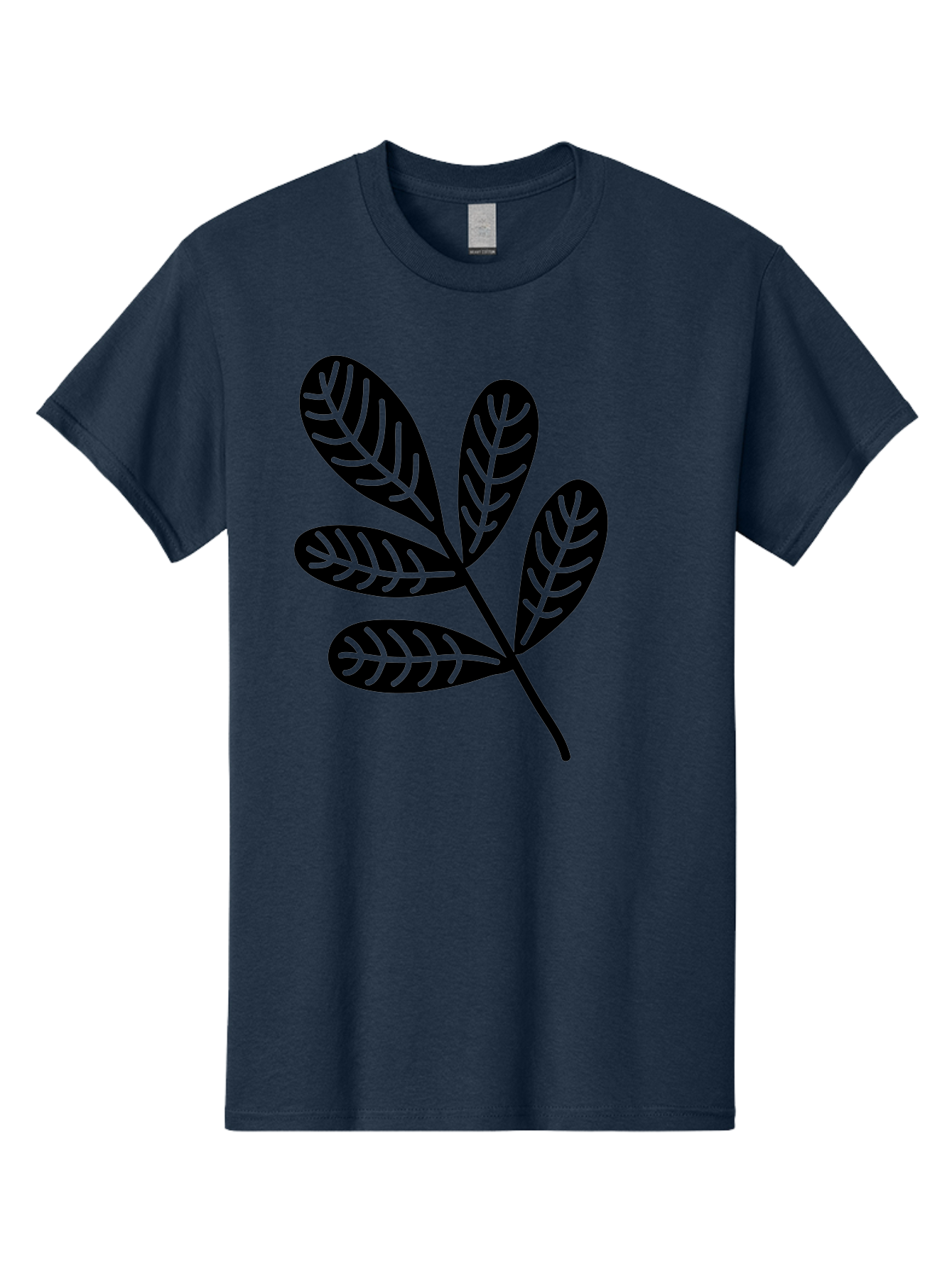 Five-Leaves Men'S Graphic Tee, 100% Cotton, Comfortable Casual Summer Wear, Machine Washable, Black Leaves, Leafy Branch, Foliage Illustration, Nature Graphics, Simple Leaf Design, Minimalist Botanical Art, Leaf Silhouette Aac210