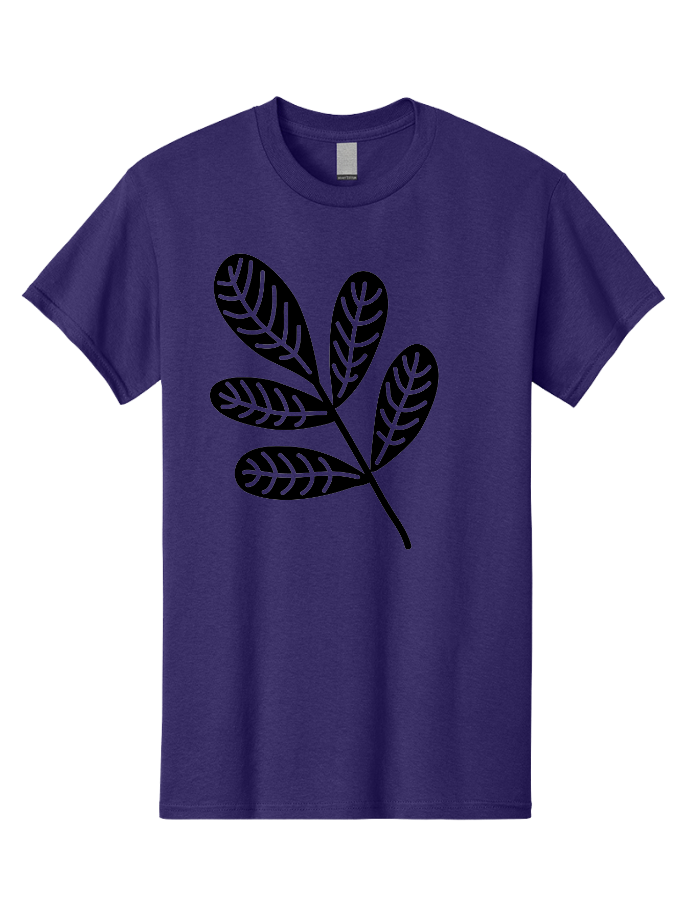 Five-Leaves Men'S Graphic Tee, 100% Cotton, Comfortable Casual Summer Wear, Machine Washable, Black Leaves, Leafy Branch, Foliage Illustration, Nature Graphics, Simple Leaf Design, Minimalist Botanical Art, Leaf Silhouette Aac210