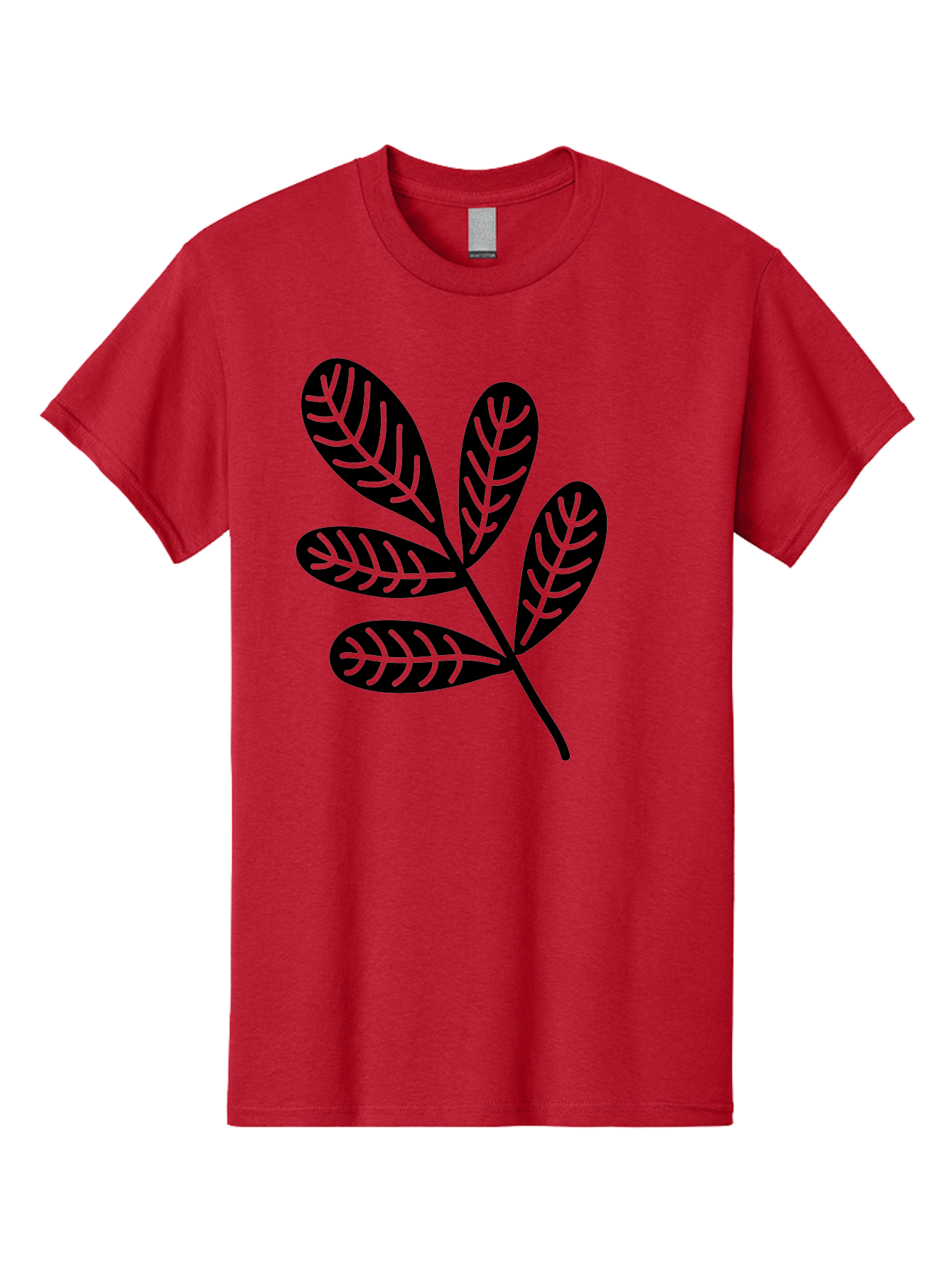 Five-Leaves Men'S Graphic Tee, 100% Cotton, Comfortable Casual Summer Wear, Machine Washable, Black Leaves, Leafy Branch, Foliage Illustration, Nature Graphics, Simple Leaf Design, Minimalist Botanical Art, Leaf Silhouette Aac210