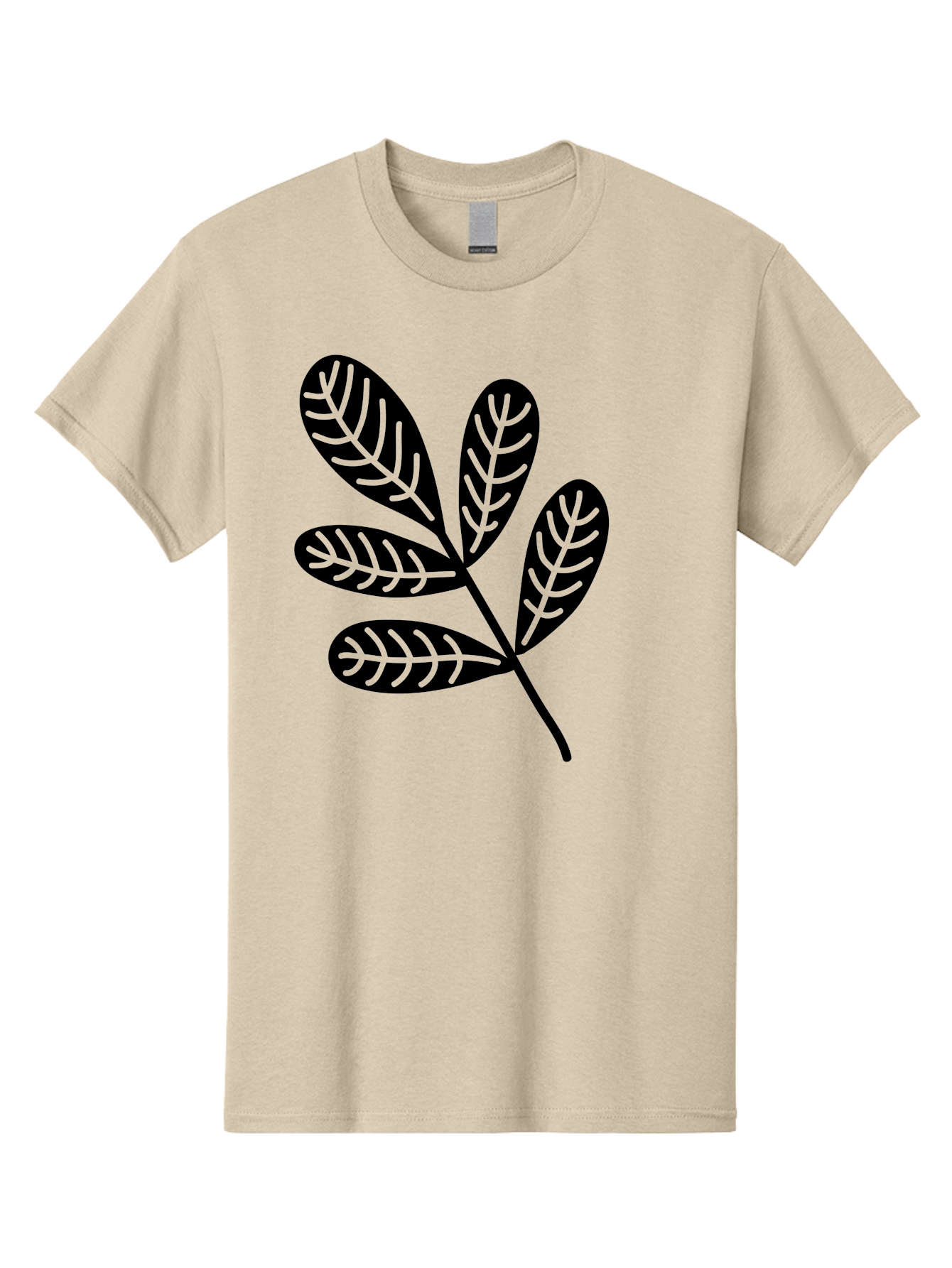 Five-Leaves Men'S Graphic Tee, 100% Cotton, Comfortable Casual Summer Wear, Machine Washable, Black Leaves, Leafy Branch, Foliage Illustration, Nature Graphics, Simple Leaf Design, Minimalist Botanical Art, Leaf Silhouette Aac210