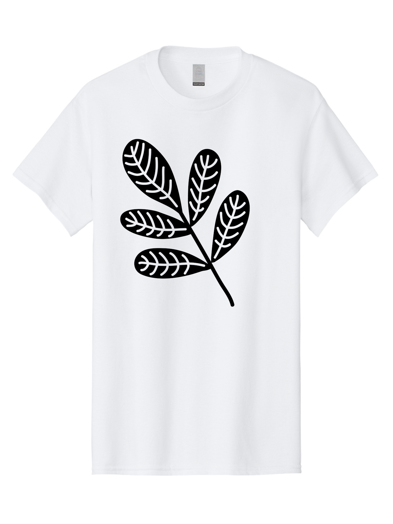 Five-Leaves Men'S Graphic Tee, 100% Cotton, Comfortable Casual Summer Wear, Machine Washable, Black Leaves, Leafy Branch, Foliage Illustration, Nature Graphics, Simple Leaf Design, Minimalist Botanical Art, Leaf Silhouette Aac210