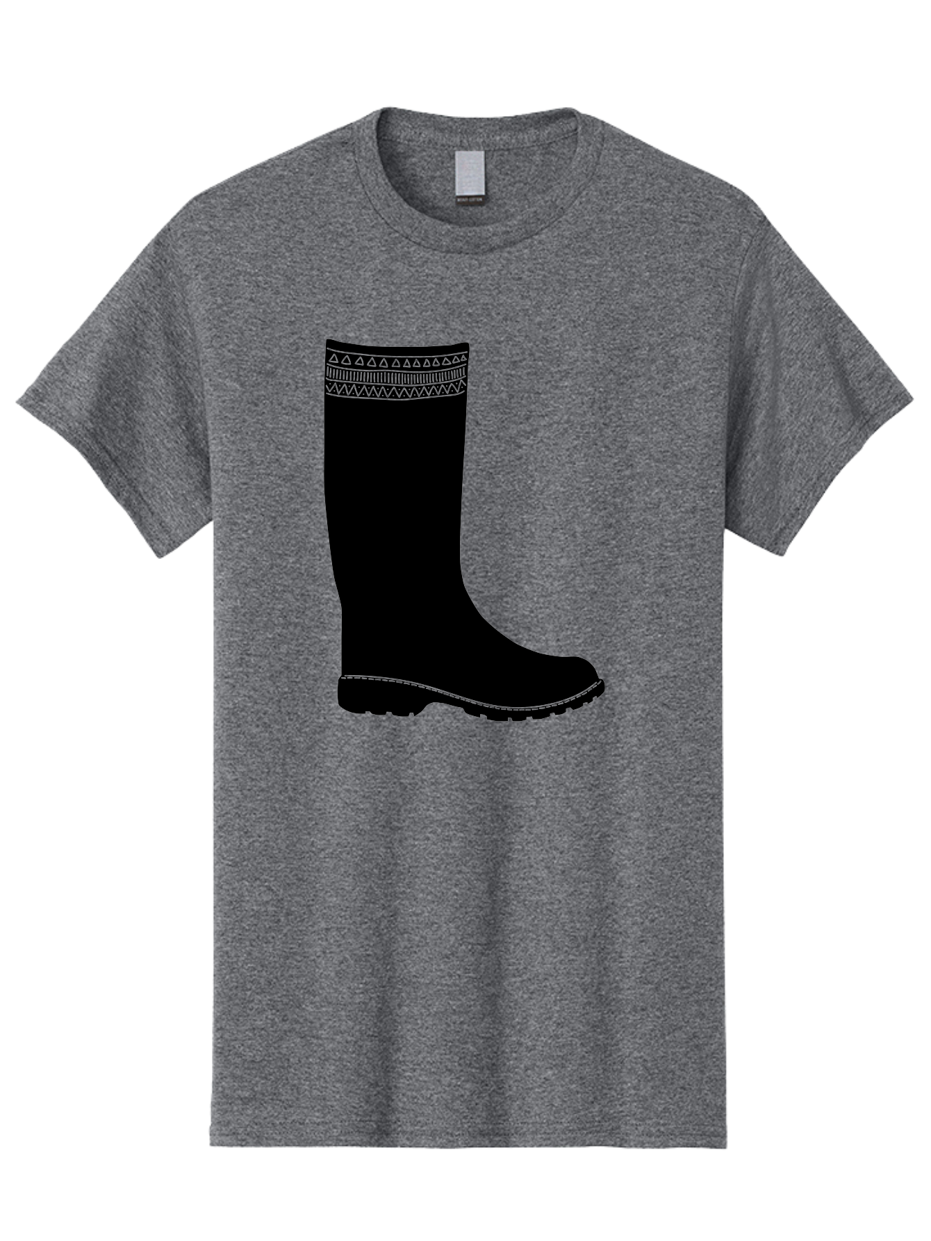 Knee-High-Boot Men'S Graphic Tee, 100% Cotton, Comfortable Casual Summer Wear, Machine Washable, Black Wellies, Knee-High Boots, Outdoor Gear, Gardening Boots, Waterproof Footwear, Rubber Boots, Country Style, Rural Fashion, Folk Design, Aac217