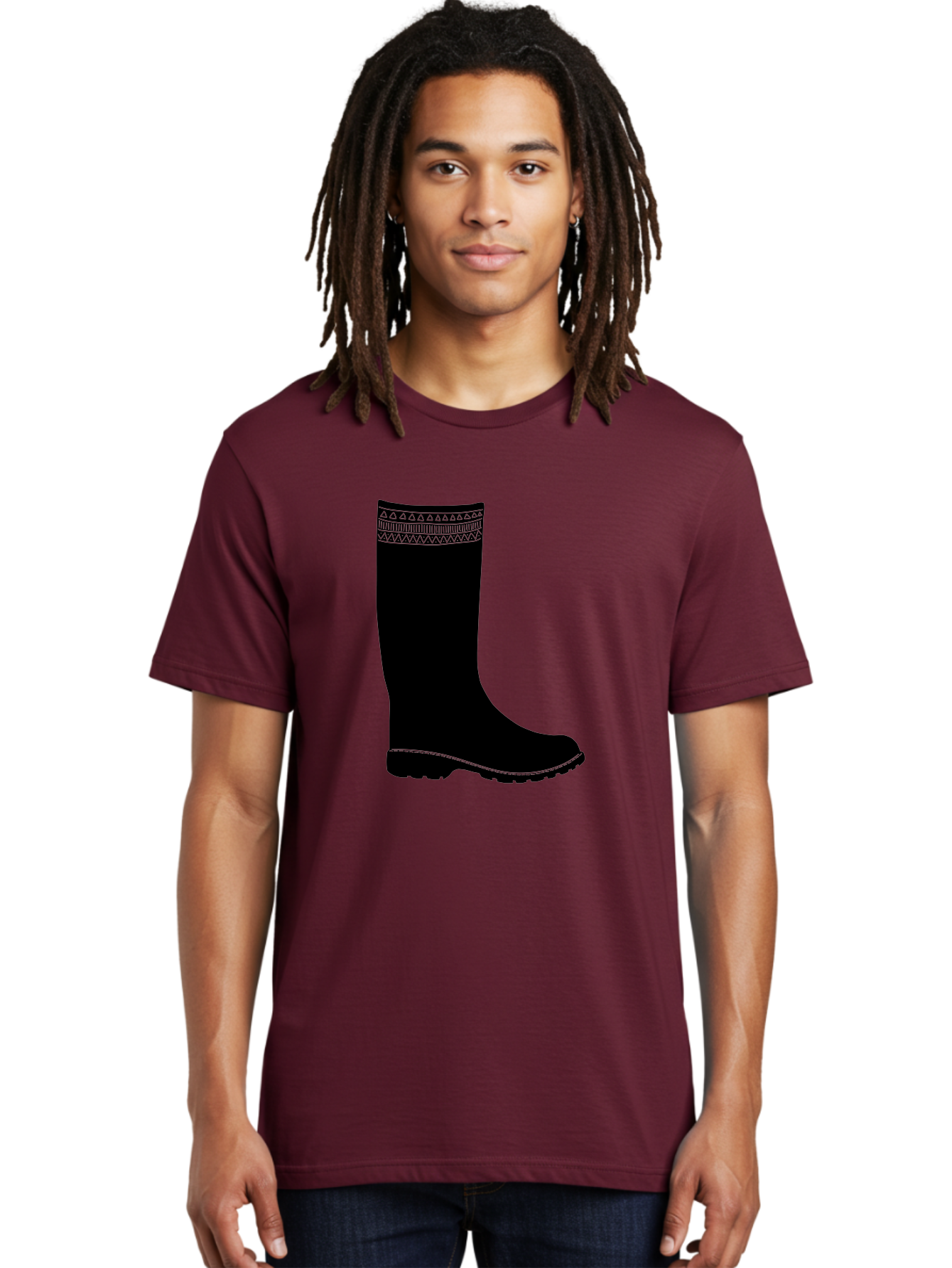 Knee-High-Boot Men'S Graphic Tee, 100% Cotton, Comfortable Casual Summer Wear, Machine Washable, Black Wellies, Knee-High Boots, Outdoor Gear, Gardening Boots, Waterproof Footwear, Rubber Boots, Country Style, Rural Fashion, Folk Design, Aac217