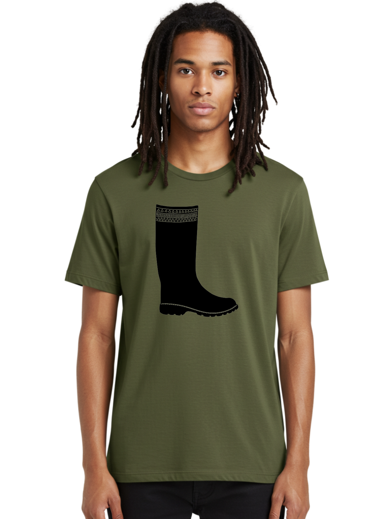 Knee-High-Boot Men'S Graphic Tee, 100% Cotton, Comfortable Casual Summer Wear, Machine Washable, Black Wellies, Knee-High Boots, Outdoor Gear, Gardening Boots, Waterproof Footwear, Rubber Boots, Country Style, Rural Fashion, Folk Design, Aac217