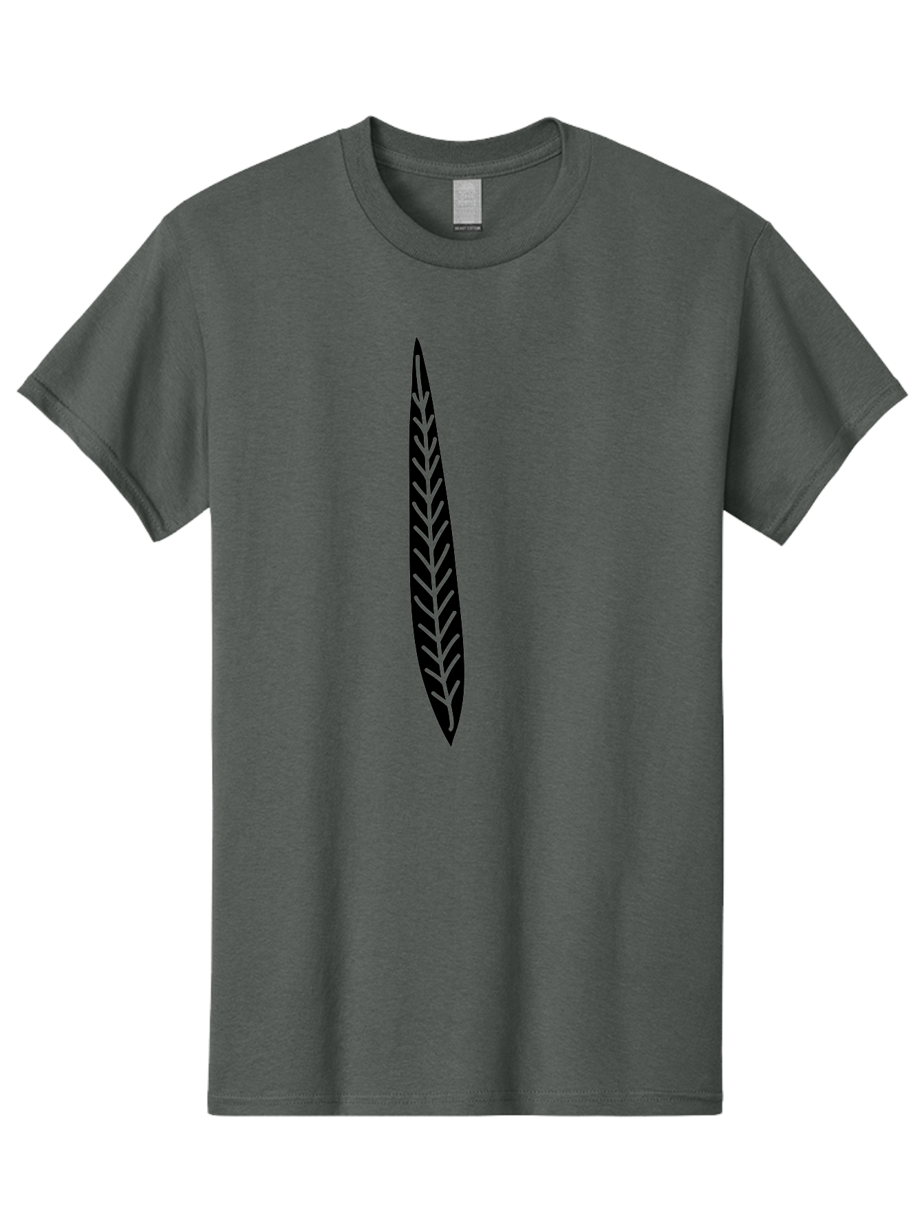 Leaf-Design Men'S Graphic Tee, 100% Cotton, Comfortable Casual Summer Wear, Machine Washable, Black Feather Silhouette, Symmetrical Design, Minimalist Art, Simple Shapes, Graphic Design Element, Vector Icon, Sharp Pointed Ends Aac218