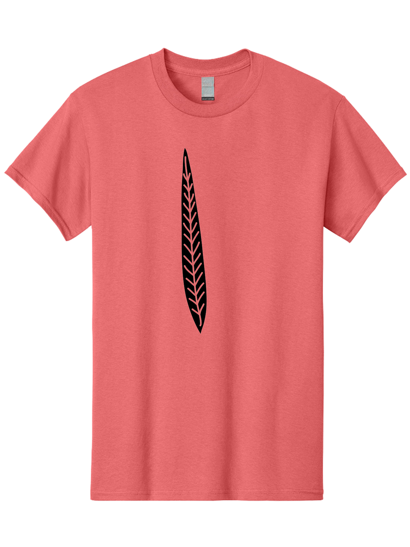 Leaf-Design Men'S Graphic Tee, 100% Cotton, Comfortable Casual Summer Wear, Machine Washable, Black Feather Silhouette, Symmetrical Design, Minimalist Art, Simple Shapes, Graphic Design Element, Vector Icon, Sharp Pointed Ends Aac218