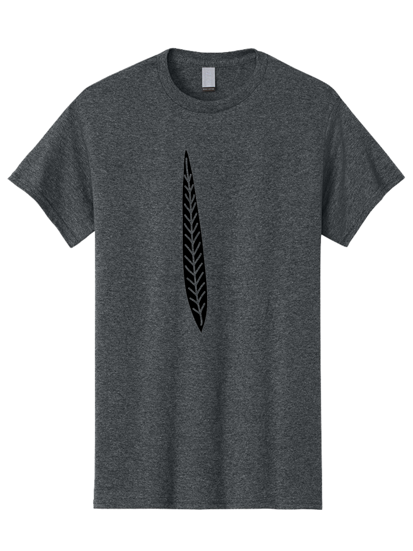 Leaf-Design Men'S Graphic Tee, 100% Cotton, Comfortable Casual Summer Wear, Machine Washable, Black Feather Silhouette, Symmetrical Design, Minimalist Art, Simple Shapes, Graphic Design Element, Vector Icon, Sharp Pointed Ends Aac218