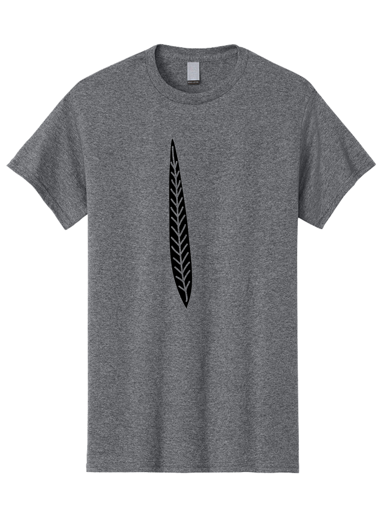 Leaf-Design Men'S Graphic Tee, 100% Cotton, Comfortable Casual Summer Wear, Machine Washable, Black Feather Silhouette, Symmetrical Design, Minimalist Art, Simple Shapes, Graphic Design Element, Vector Icon, Sharp Pointed Ends Aac218