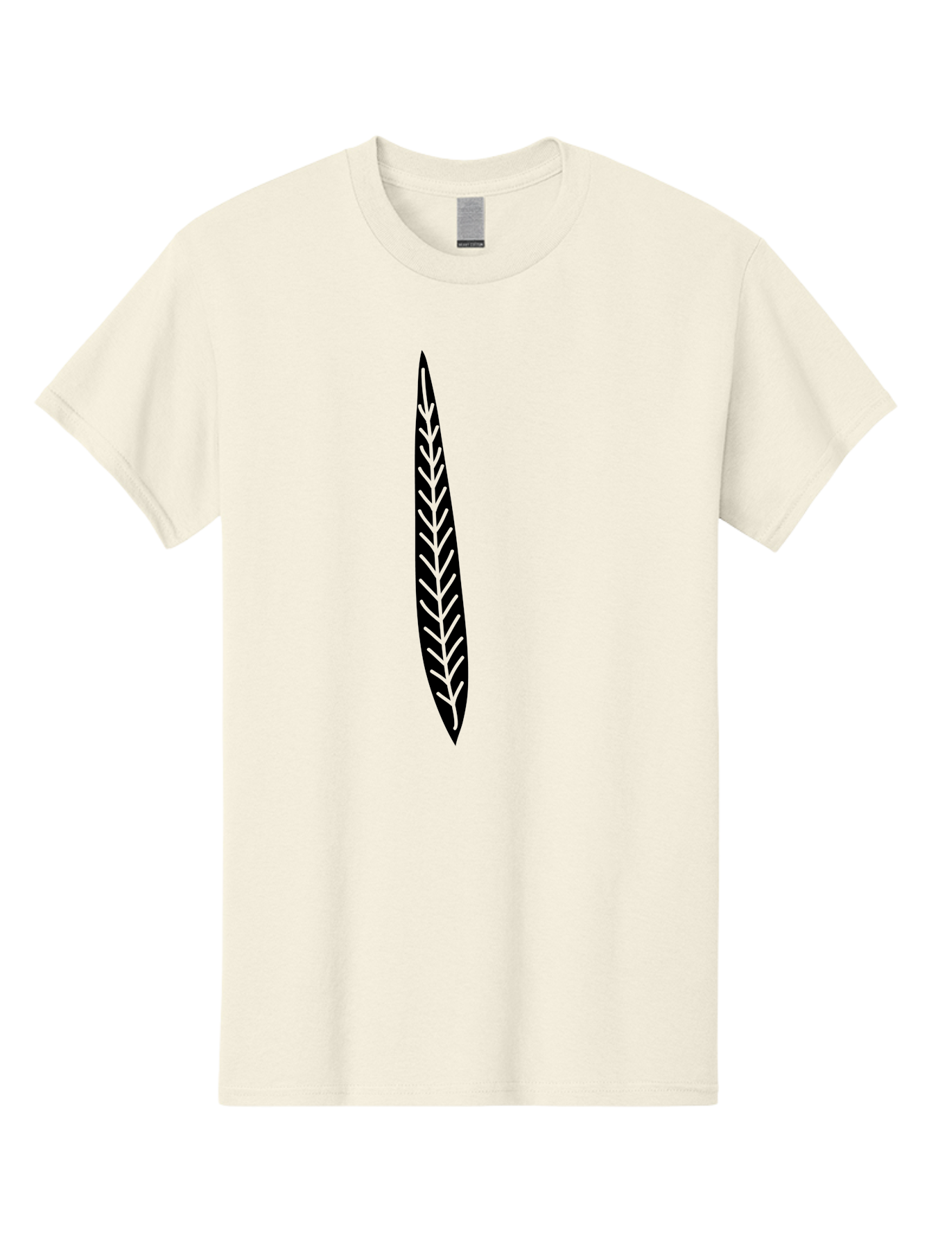 Leaf-Design Men'S Graphic Tee, 100% Cotton, Comfortable Casual Summer Wear, Machine Washable, Black Feather Silhouette, Symmetrical Design, Minimalist Art, Simple Shapes, Graphic Design Element, Vector Icon, Sharp Pointed Ends Aac218