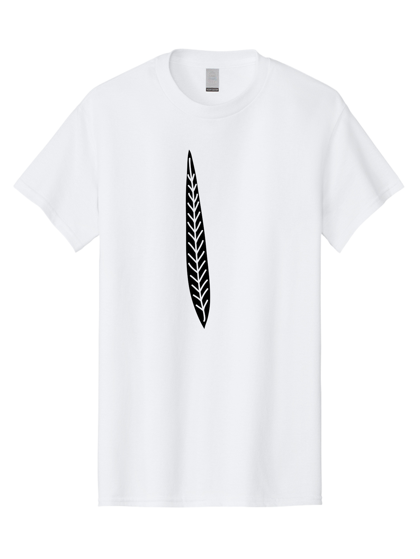 Leaf-Design Men'S Graphic Tee, 100% Cotton, Comfortable Casual Summer Wear, Machine Washable, Black Feather Silhouette, Symmetrical Design, Minimalist Art, Simple Shapes, Graphic Design Element, Vector Icon, Sharp Pointed Ends Aac218