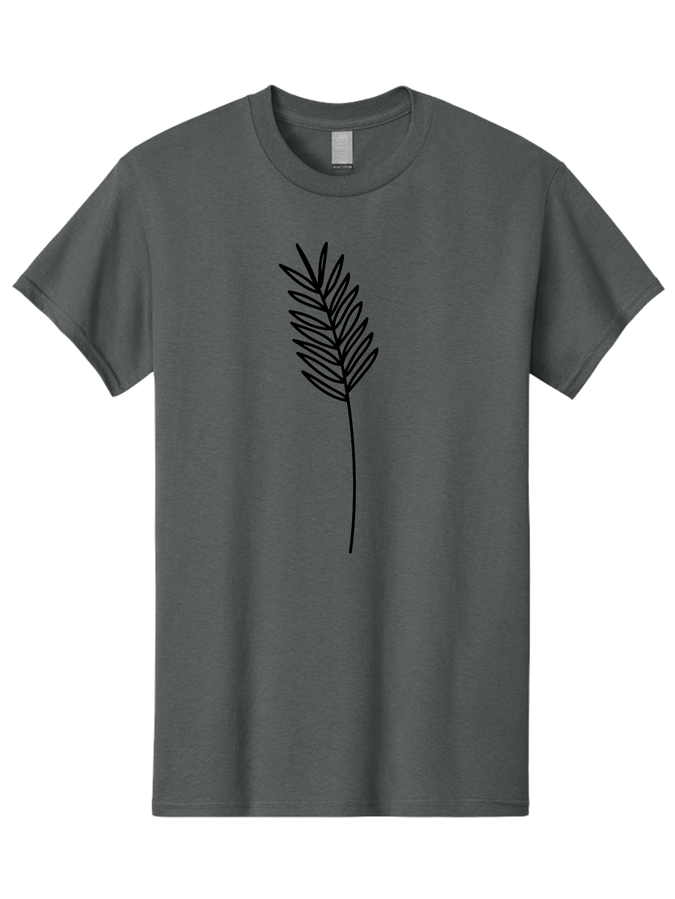 Leaf Men'S Graphic Tee, 100% Cotton, Comfortable Casual Summer Wear, Machine Washable, Palm Frond, Simple Illustration, Minimalist Design, Vector Graphic, Black Outline, Foliage, Tropical Leaf, Botanical Art, Leafy Branch, Modern Iconography Aac220