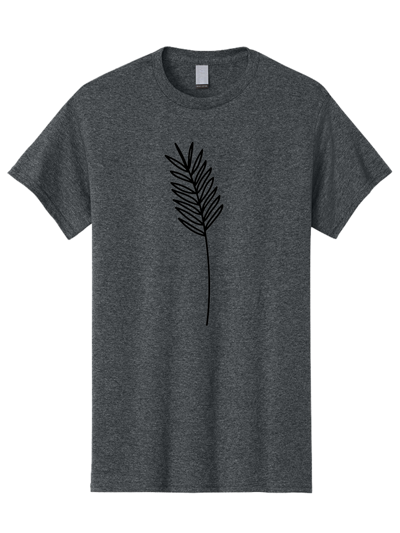 Leaf Men'S Graphic Tee, 100% Cotton, Comfortable Casual Summer Wear, Machine Washable, Palm Frond, Simple Illustration, Minimalist Design, Vector Graphic, Black Outline, Foliage, Tropical Leaf, Botanical Art, Leafy Branch, Modern Iconography Aac220