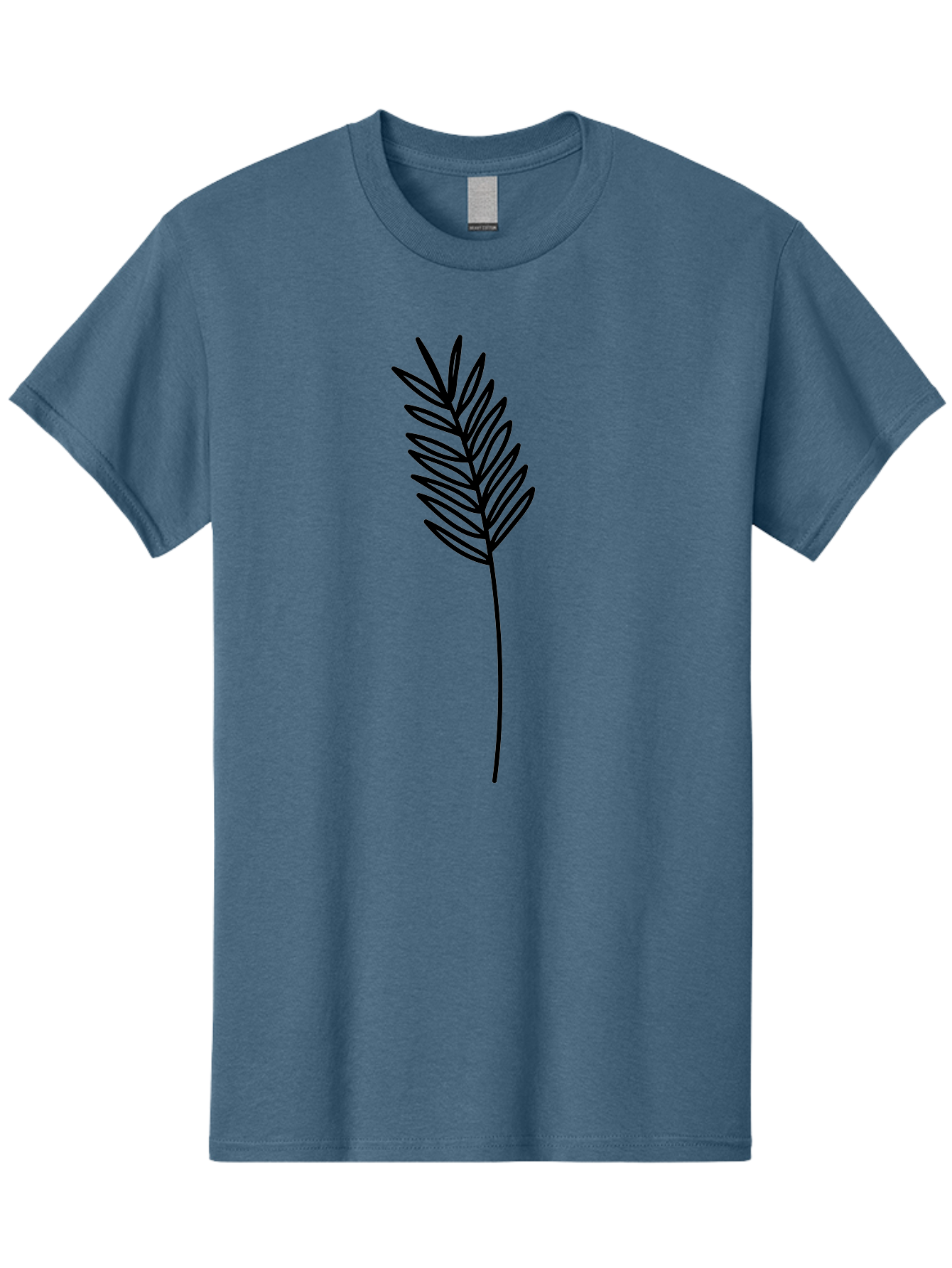 Leaf Men'S Graphic Tee, 100% Cotton, Comfortable Casual Summer Wear, Machine Washable, Palm Frond, Simple Illustration, Minimalist Design, Vector Graphic, Black Outline, Foliage, Tropical Leaf, Botanical Art, Leafy Branch, Modern Iconography Aac220