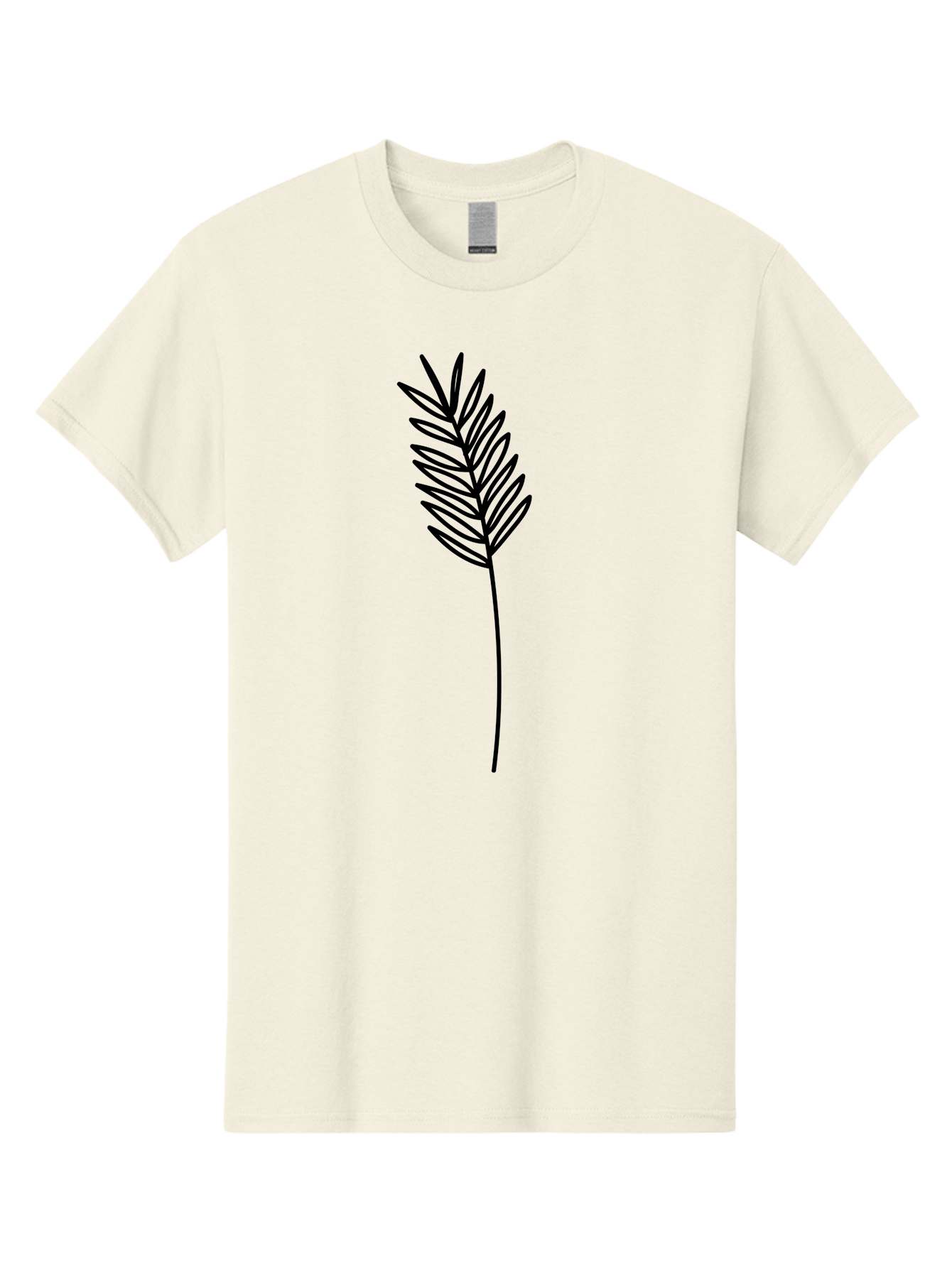 Leaf Men'S Graphic Tee, 100% Cotton, Comfortable Casual Summer Wear, Machine Washable, Palm Frond, Simple Illustration, Minimalist Design, Vector Graphic, Black Outline, Foliage, Tropical Leaf, Botanical Art, Leafy Branch, Modern Iconography Aac220