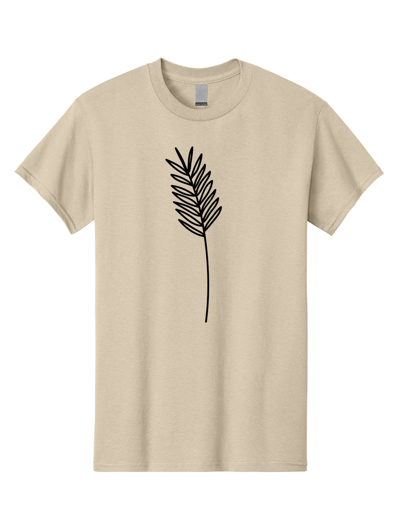 Leaf Men'S Graphic Tee, 100% Cotton, Comfortable Casual Summer Wear, Machine Washable, Palm Frond, Simple Illustration, Minimalist Design, Vector Graphic, Black Outline, Foliage, Tropical Leaf, Botanical Art, Leafy Branch, Modern Iconography Aac220