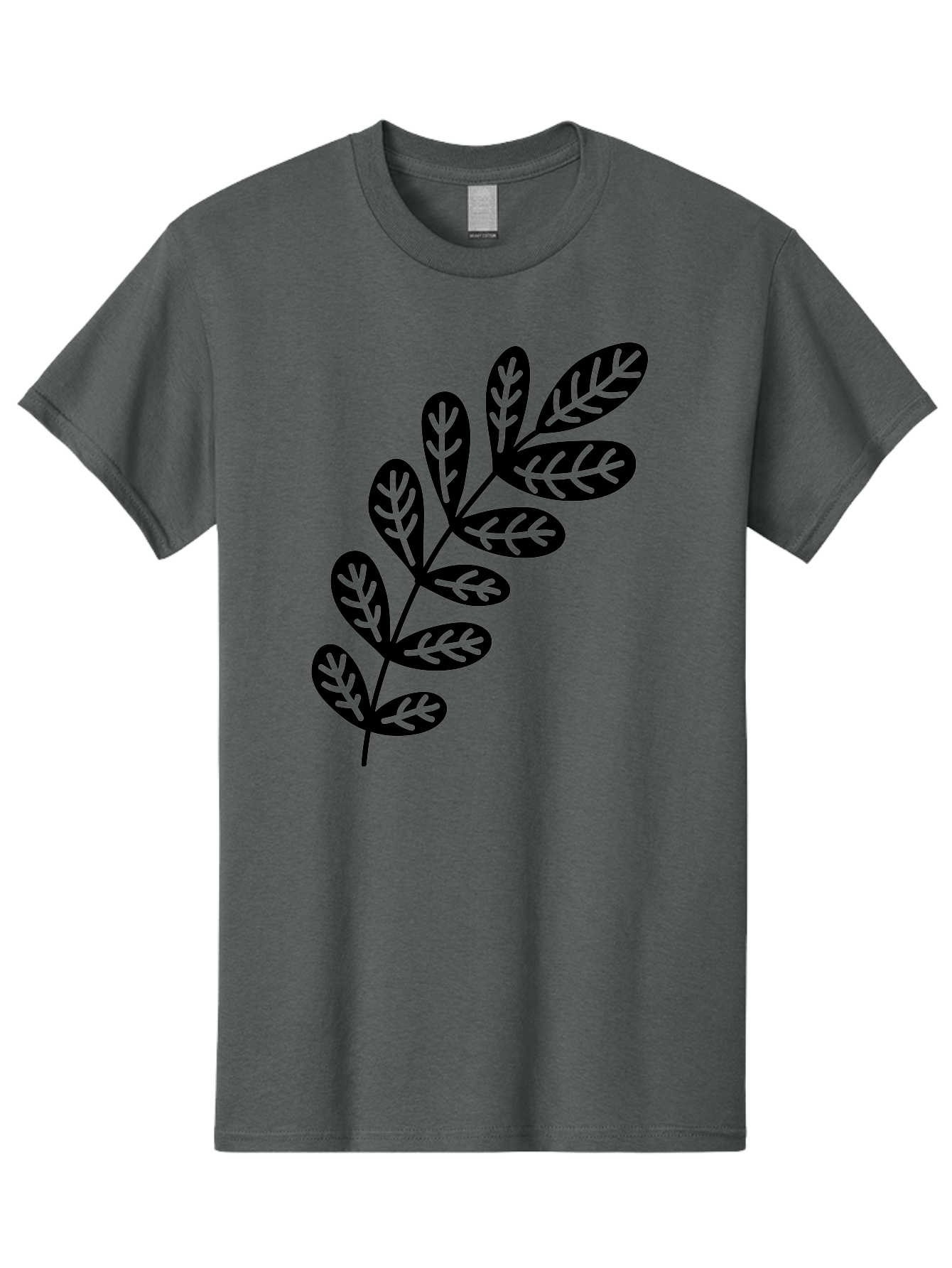 Leafy-Branch-1 Men'S Graphic Tee, 100% Cotton, Comfortable Casual Summer Wear, Machine Washable, Stylized Branch, Leaf Pattern, Modern Design, Abstract Art, Foliage Illustration, Minimalist Decor, Black Silhouettes, Leafy Theme Aac221