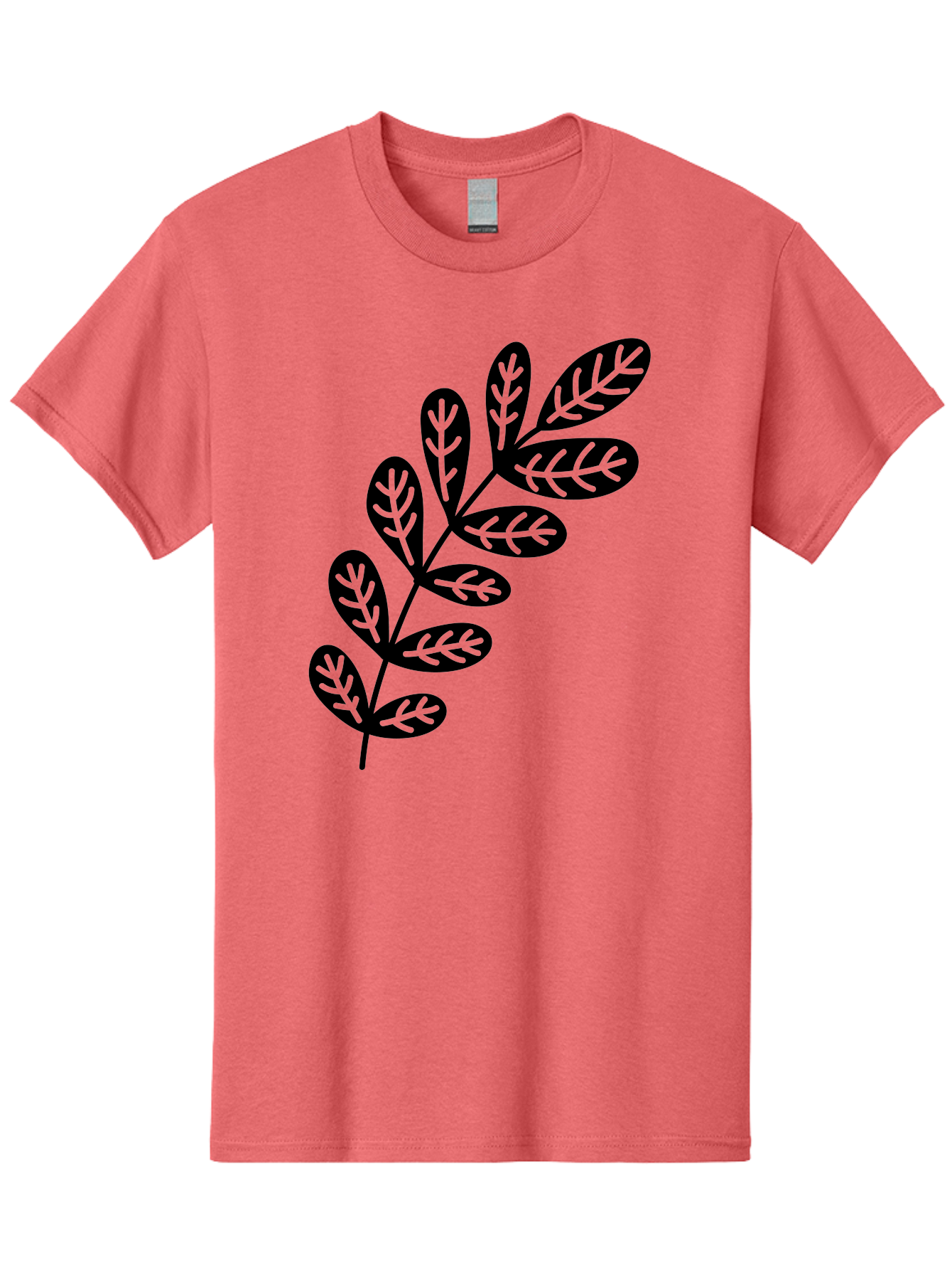 Leafy-Branch-1 Men'S Graphic Tee, 100% Cotton, Comfortable Casual Summer Wear, Machine Washable, Stylized Branch, Leaf Pattern, Modern Design, Abstract Art, Foliage Illustration, Minimalist Decor, Black Silhouettes, Leafy Theme Aac221