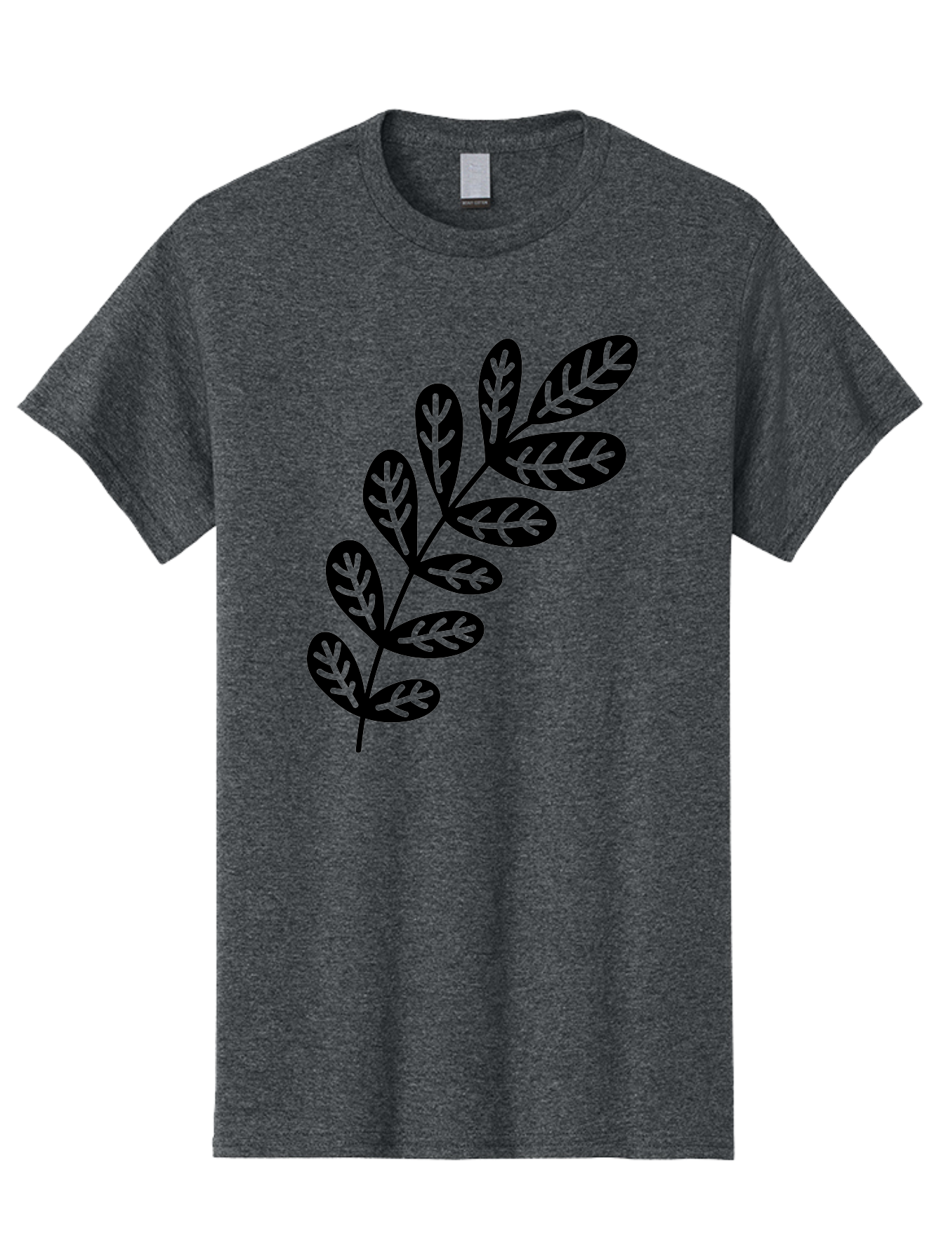 Leafy-Branch-1 Men'S Graphic Tee, 100% Cotton, Comfortable Casual Summer Wear, Machine Washable, Stylized Branch, Leaf Pattern, Modern Design, Abstract Art, Foliage Illustration, Minimalist Decor, Black Silhouettes, Leafy Theme Aac221