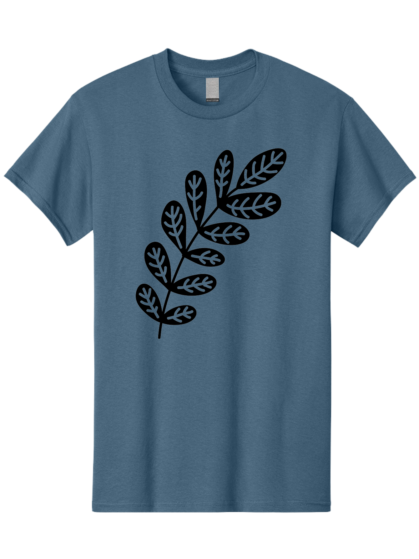 Leafy-Branch-1 Men'S Graphic Tee, 100% Cotton, Comfortable Casual Summer Wear, Machine Washable, Stylized Branch, Leaf Pattern, Modern Design, Abstract Art, Foliage Illustration, Minimalist Decor, Black Silhouettes, Leafy Theme Aac221