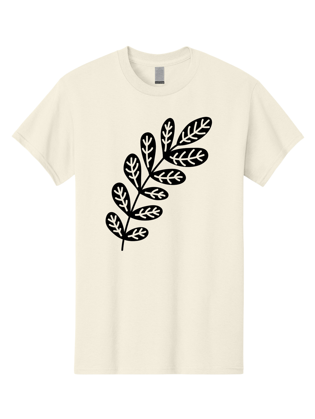 Leafy-Branch-1 Men'S Graphic Tee, 100% Cotton, Comfortable Casual Summer Wear, Machine Washable, Stylized Branch, Leaf Pattern, Modern Design, Abstract Art, Foliage Illustration, Minimalist Decor, Black Silhouettes, Leafy Theme Aac221