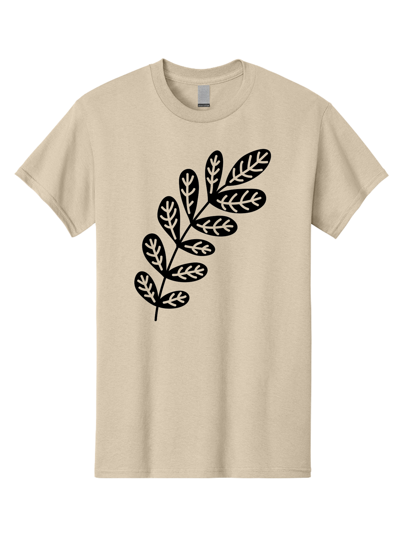 Leafy-Branch-1 Men'S Graphic Tee, 100% Cotton, Comfortable Casual Summer Wear, Machine Washable, Stylized Branch, Leaf Pattern, Modern Design, Abstract Art, Foliage Illustration, Minimalist Decor, Black Silhouettes, Leafy Theme Aac221