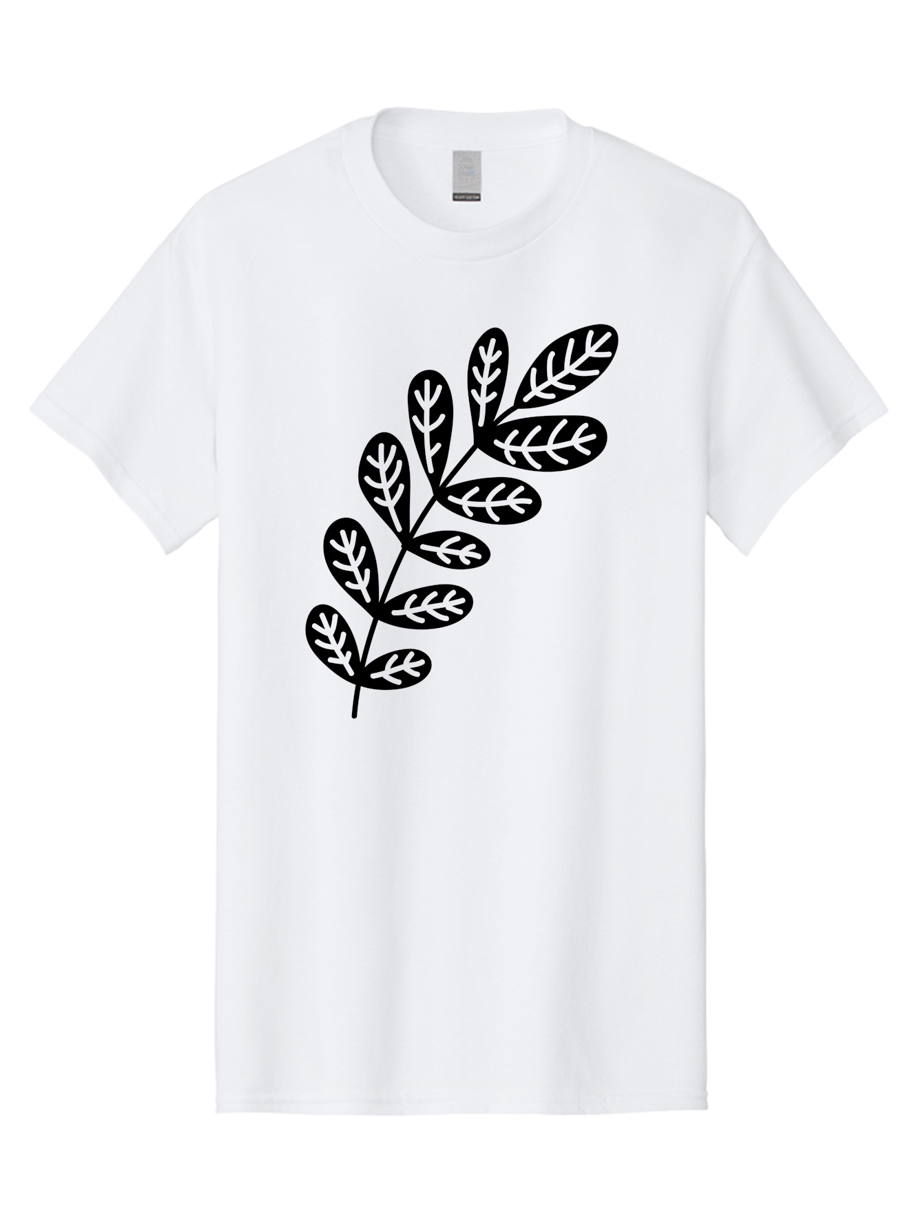 Leafy-Branch-1 Men'S Graphic Tee, 100% Cotton, Comfortable Casual Summer Wear, Machine Washable, Stylized Branch, Leaf Pattern, Modern Design, Abstract Art, Foliage Illustration, Minimalist Decor, Black Silhouettes, Leafy Theme Aac221