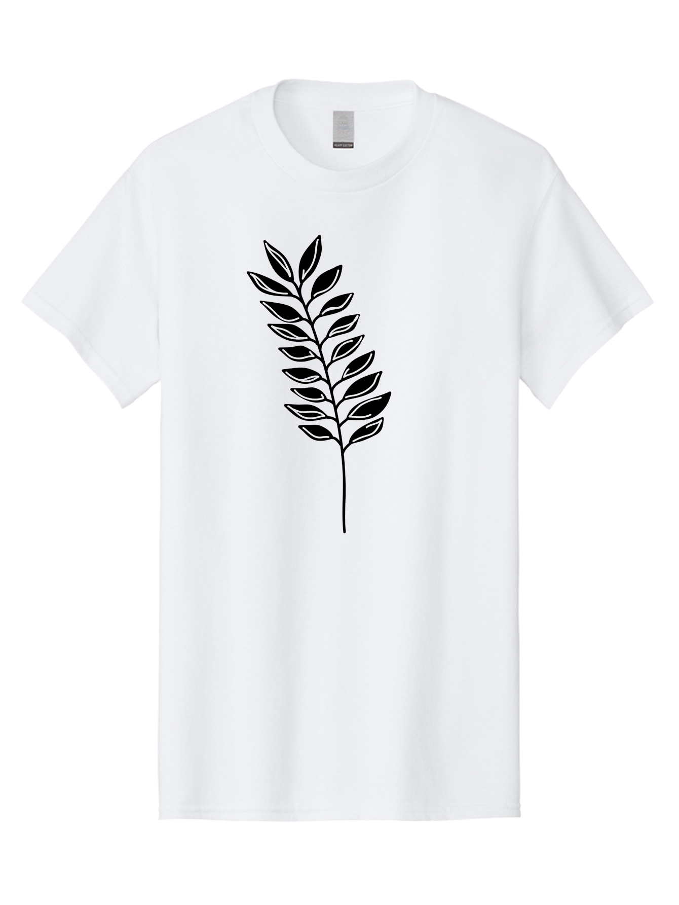 Leafy-Branch Men'S Graphic Tee, 100% Cotton, Comfortable Casual Summer Wear, Machine Washable, Simple Branch, Black Leaves, Leafy Stem, Minimalist Design, Nature-Inspired Art, Botanical Illustration, Eco-Friendly Theme Aac222