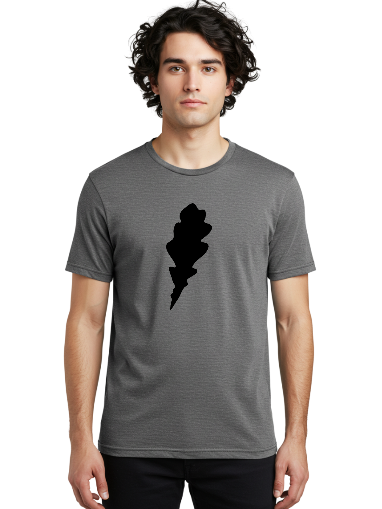 Lightning-Bolt Men'S Graphic Tee, 100% Cotton, Comfortable Casual Summer Wear, Machine Washable, Black Lightning Bolt, Abstract Shape, Electric Symbol, Bold Graphic, Modern Design, Energy Icon Aac223