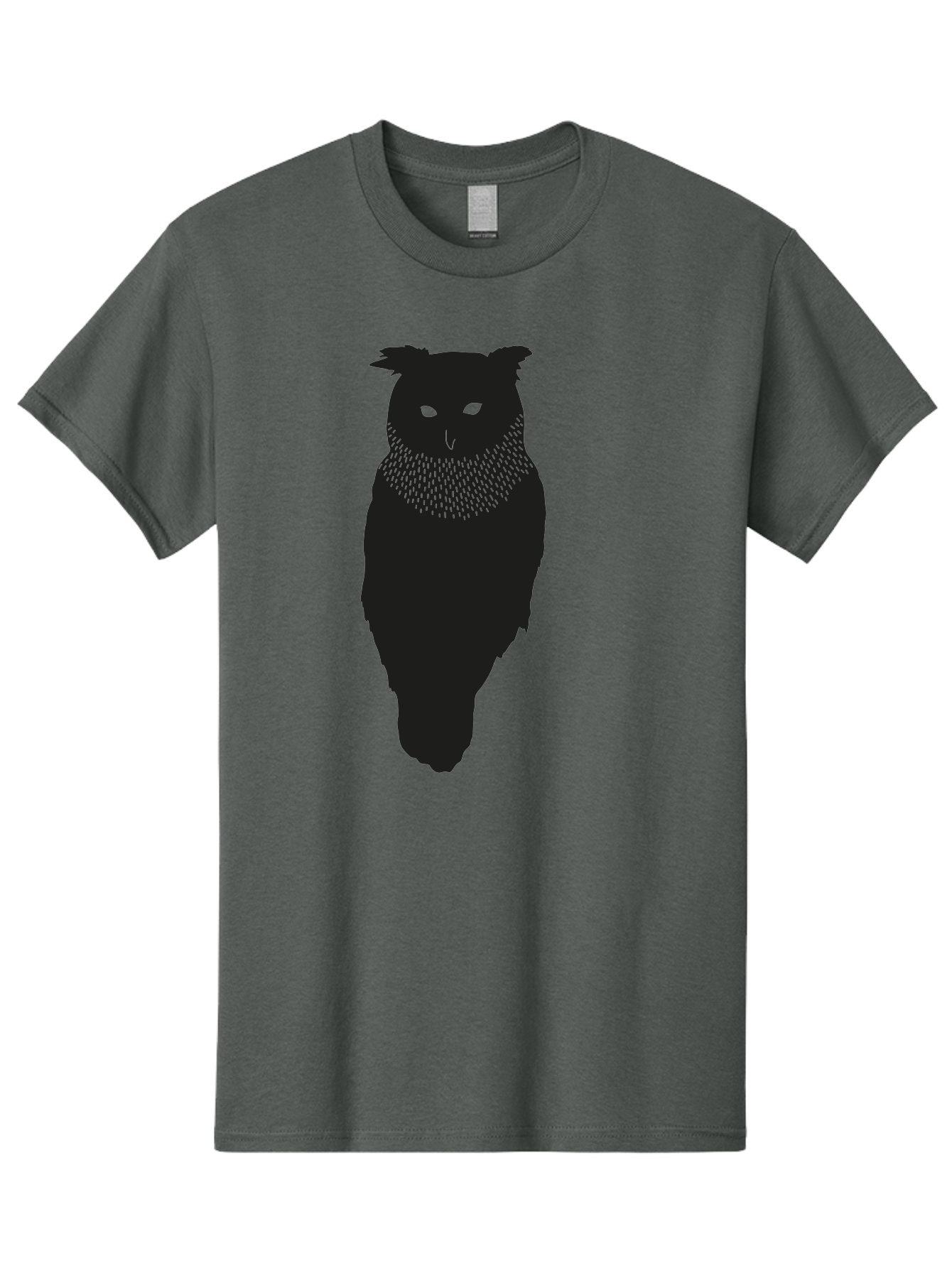 Owl-Silhouette Men'S Graphic Tee, 100% Cotton, Comfortable Casual Summer Wear, Machine Washable, Owl Silhouette, Black Owl, Glowing Eyes, Textured Feathers, Mysterious Animal, Nocturnal Bird, Wildlife Illustration, Symbolic Creature, Dark Art Aac224