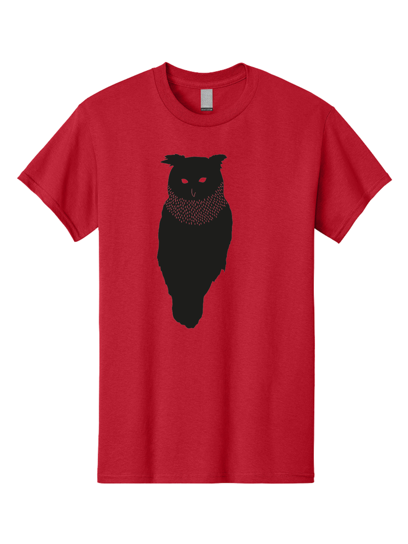 Owl-Silhouette Men'S Graphic Tee, 100% Cotton, Comfortable Casual Summer Wear, Machine Washable, Owl Silhouette, Black Owl, Glowing Eyes, Textured Feathers, Mysterious Animal, Nocturnal Bird, Wildlife Illustration, Symbolic Creature, Dark Art Aac224