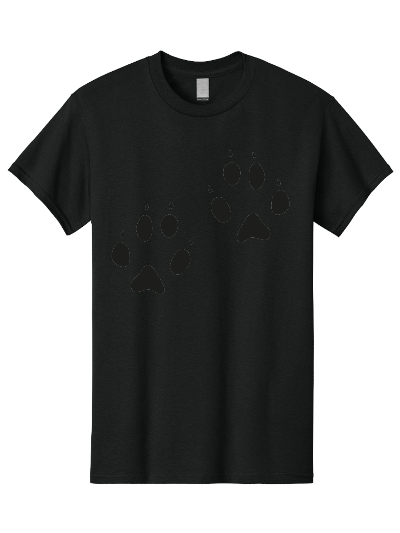 Paw-Prints Men'S Graphic Tee, 100% Cotton, Comfortable Casual Summer Wear, Machine Washable, Cat Paw Prints, Animal Tracks, Paw Print Design, Black Silhouettes, Simple Graphics, Vector Graphics, Pet Theme, Feline Footprints Aac225