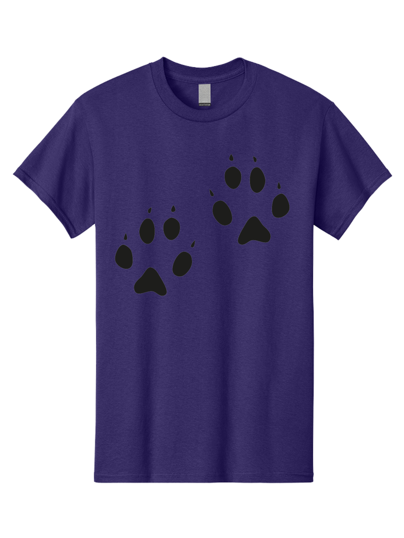 Paw-Prints Men'S Graphic Tee, 100% Cotton, Comfortable Casual Summer Wear, Machine Washable, Cat Paw Prints, Animal Tracks, Paw Print Design, Black Silhouettes, Simple Graphics, Vector Graphics, Pet Theme, Feline Footprints Aac225