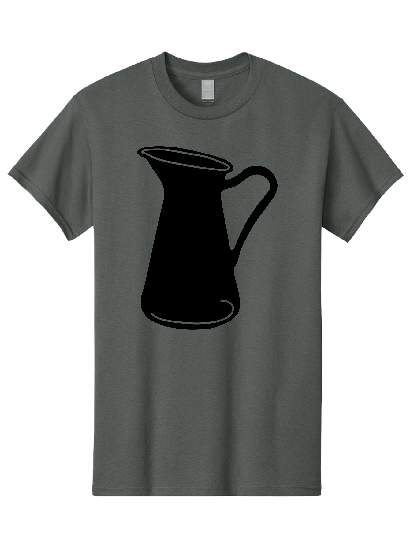 Pitcher Men'S Graphic Tee, 100% Cotton, Comfortable Casual Summer Wear, Machine Washable, Pitcher Silhouette, Minimalist Design, Coffee Pitcher, Jug, Single Handle, Simple Shape, Modern Illustration, Black And Green Aac226