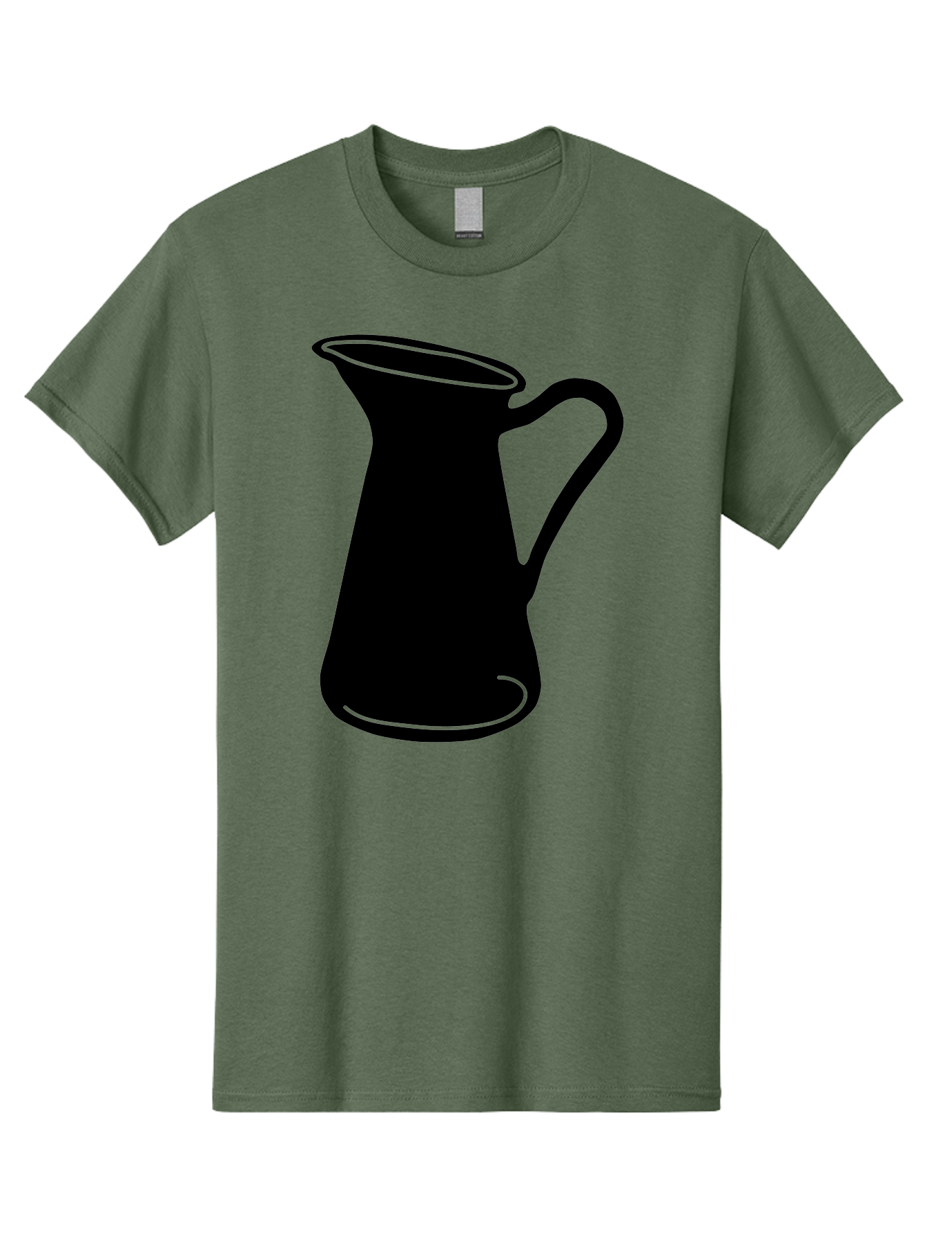 Pitcher Men'S Graphic Tee, 100% Cotton, Comfortable Casual Summer Wear, Machine Washable, Pitcher Silhouette, Minimalist Design, Coffee Pitcher, Jug, Single Handle, Simple Shape, Modern Illustration, Black And Green Aac226