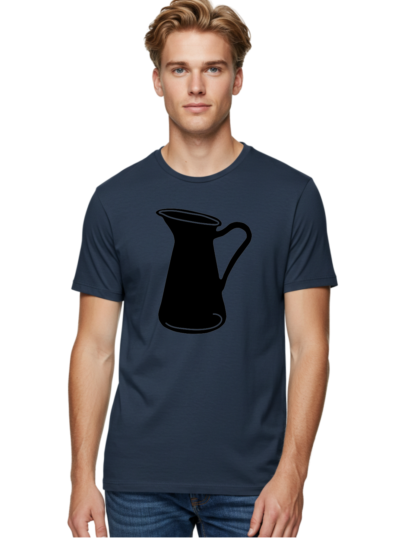 Pitcher Men'S Graphic Tee, 100% Cotton, Comfortable Casual Summer Wear, Machine Washable, Pitcher Silhouette, Minimalist Design, Coffee Pitcher, Jug, Single Handle, Simple Shape, Modern Illustration, Black And Green Aac226