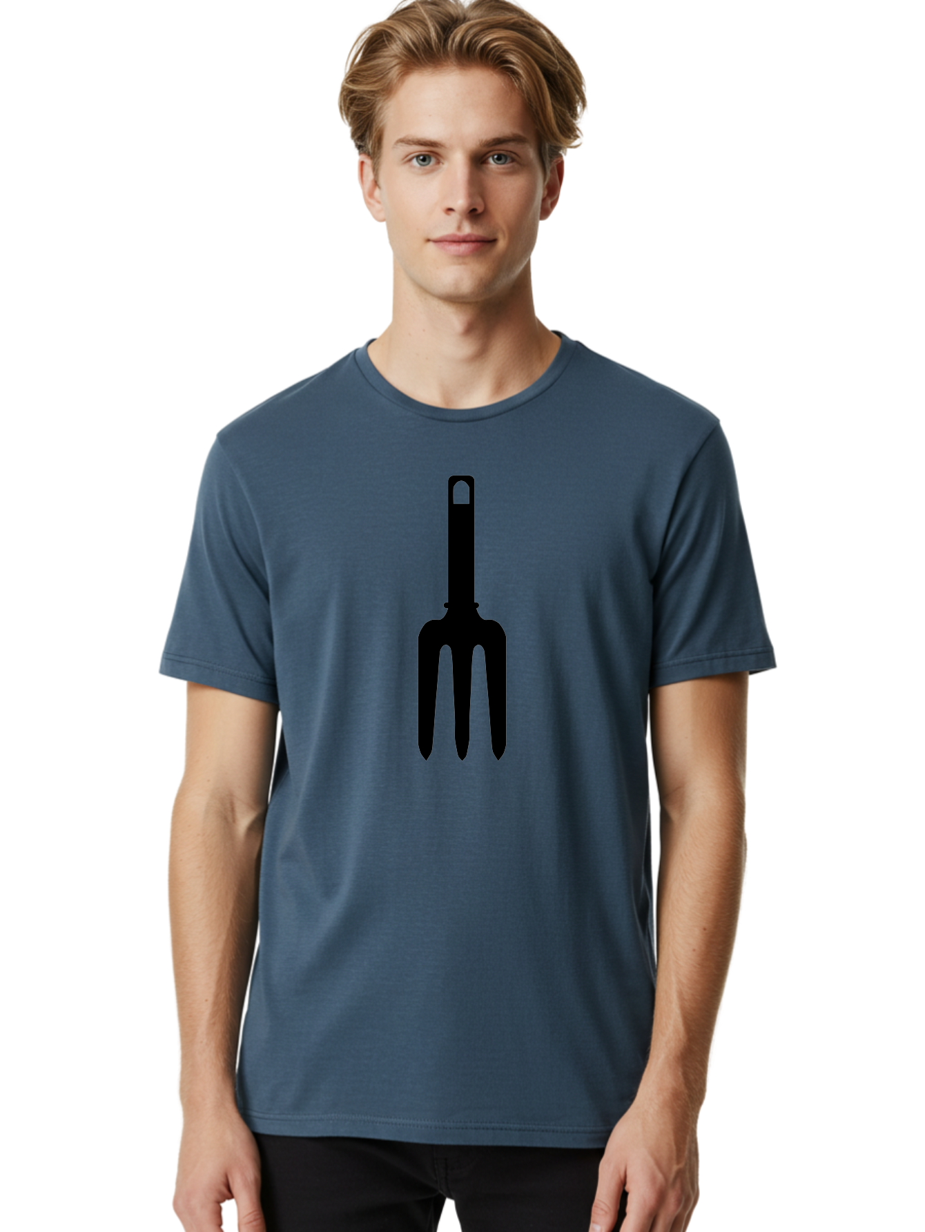 Pitchfork Men'S Graphic Tee, 100% Cotton, Comfortable Casual Summer Wear, Machine Washable, Pitchfork Silhouette, Black Pitchfork, Gardening Tool, Farm Equipment, Three-Pronged Fork, Rustic Icon, Agricultural Symbol, Simple Design, Aac227