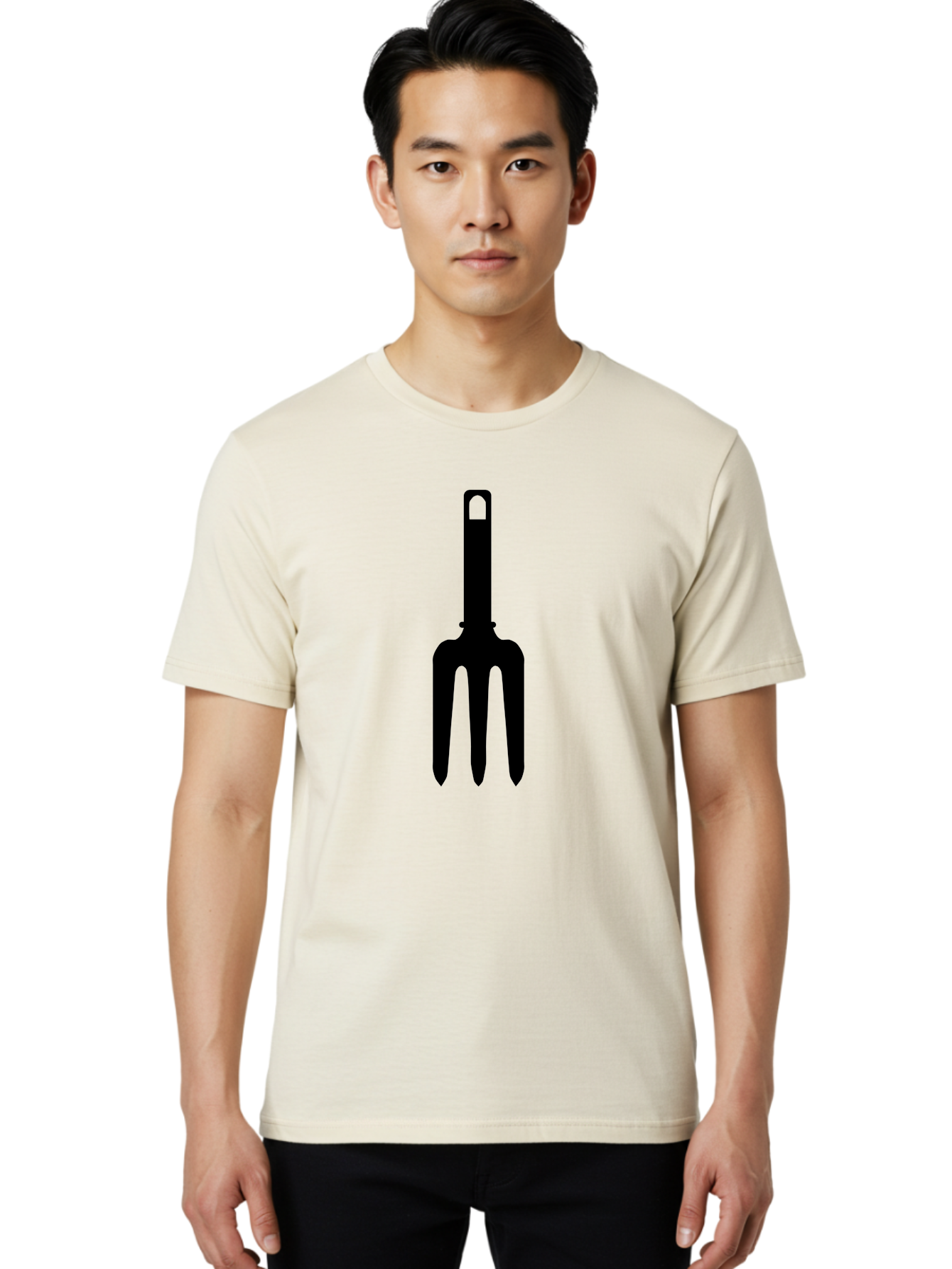 Pitchfork Men'S Graphic Tee, 100% Cotton, Comfortable Casual Summer Wear, Machine Washable, Pitchfork Silhouette, Black Pitchfork, Gardening Tool, Farm Equipment, Three-Pronged Fork, Rustic Icon, Agricultural Symbol, Simple Design, Aac227