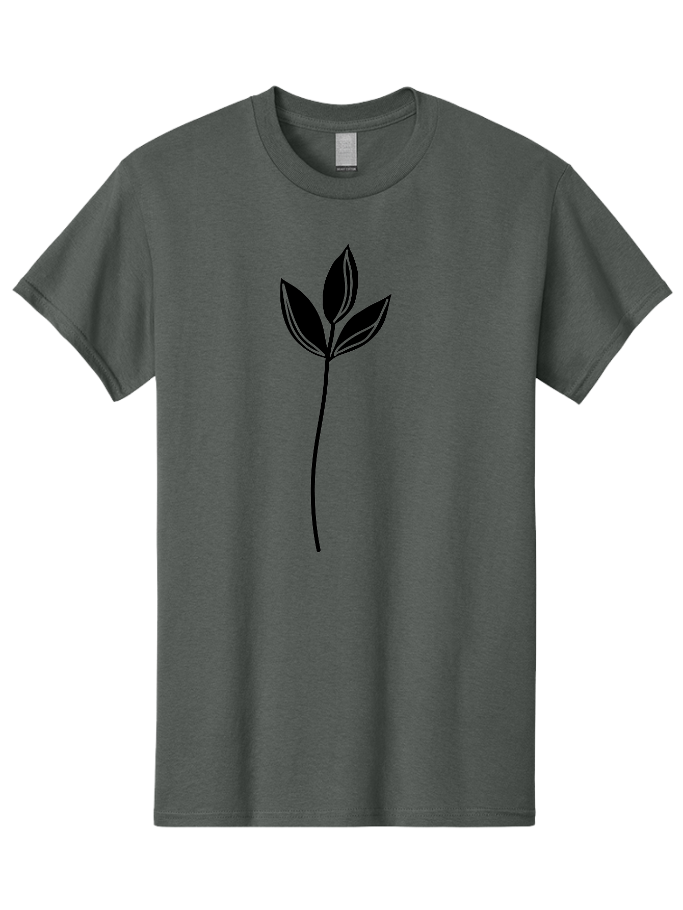 Plant-Silhouette Men'S Graphic Tee, 100% Cotton, Comfortable Casual Summer Wear, Machine Washable, Simple Leaf Illustration, Minimalist Design, Botanical Art, Leaf Silhouette, Nature-Inspired Graphics, Eco-Friendly Visuals, Organic Shapes Aac228