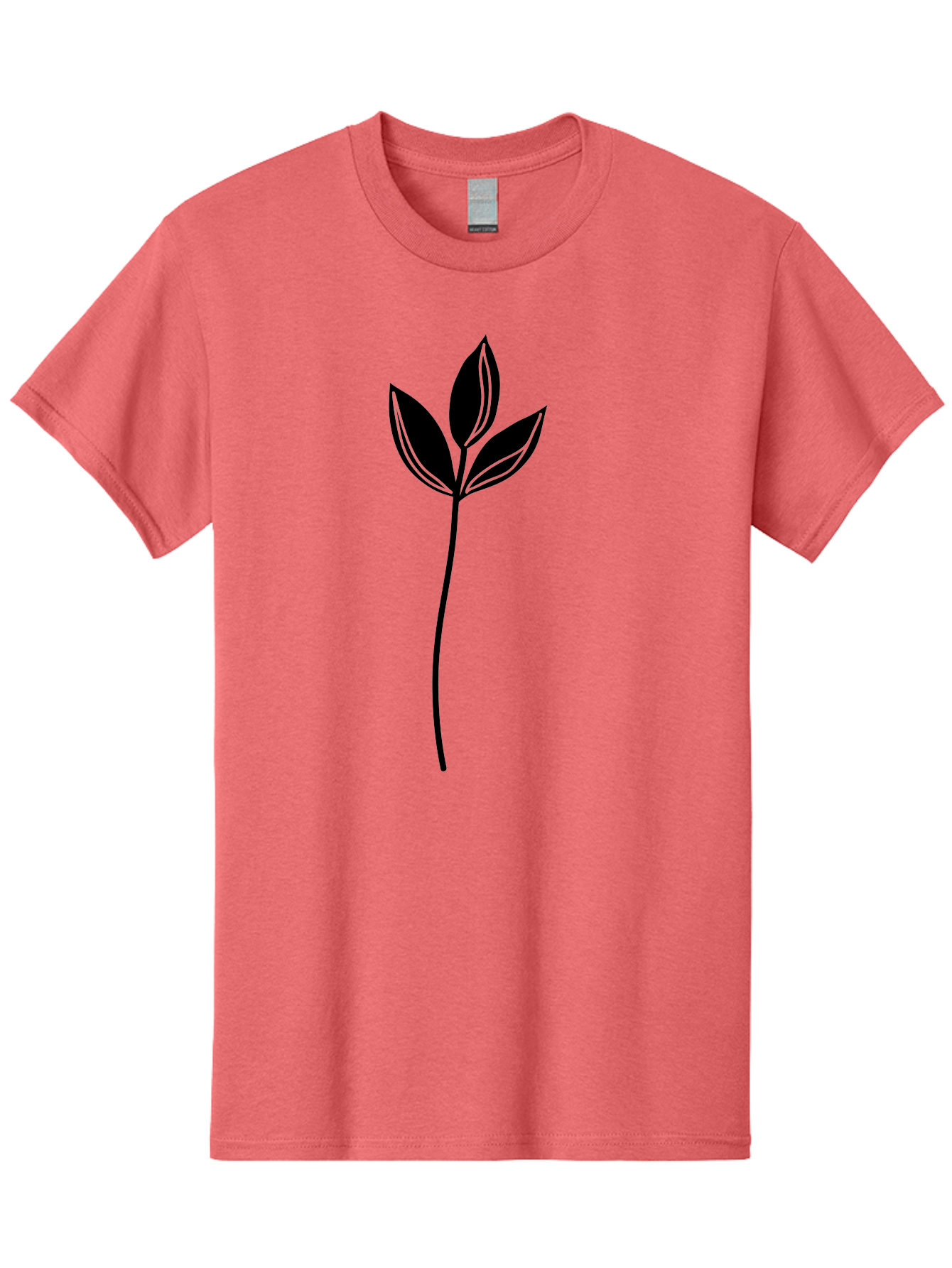 Plant-Silhouette Men'S Graphic Tee, 100% Cotton, Comfortable Casual Summer Wear, Machine Washable, Simple Leaf Illustration, Minimalist Design, Botanical Art, Leaf Silhouette, Nature-Inspired Graphics, Eco-Friendly Visuals, Organic Shapes Aac228