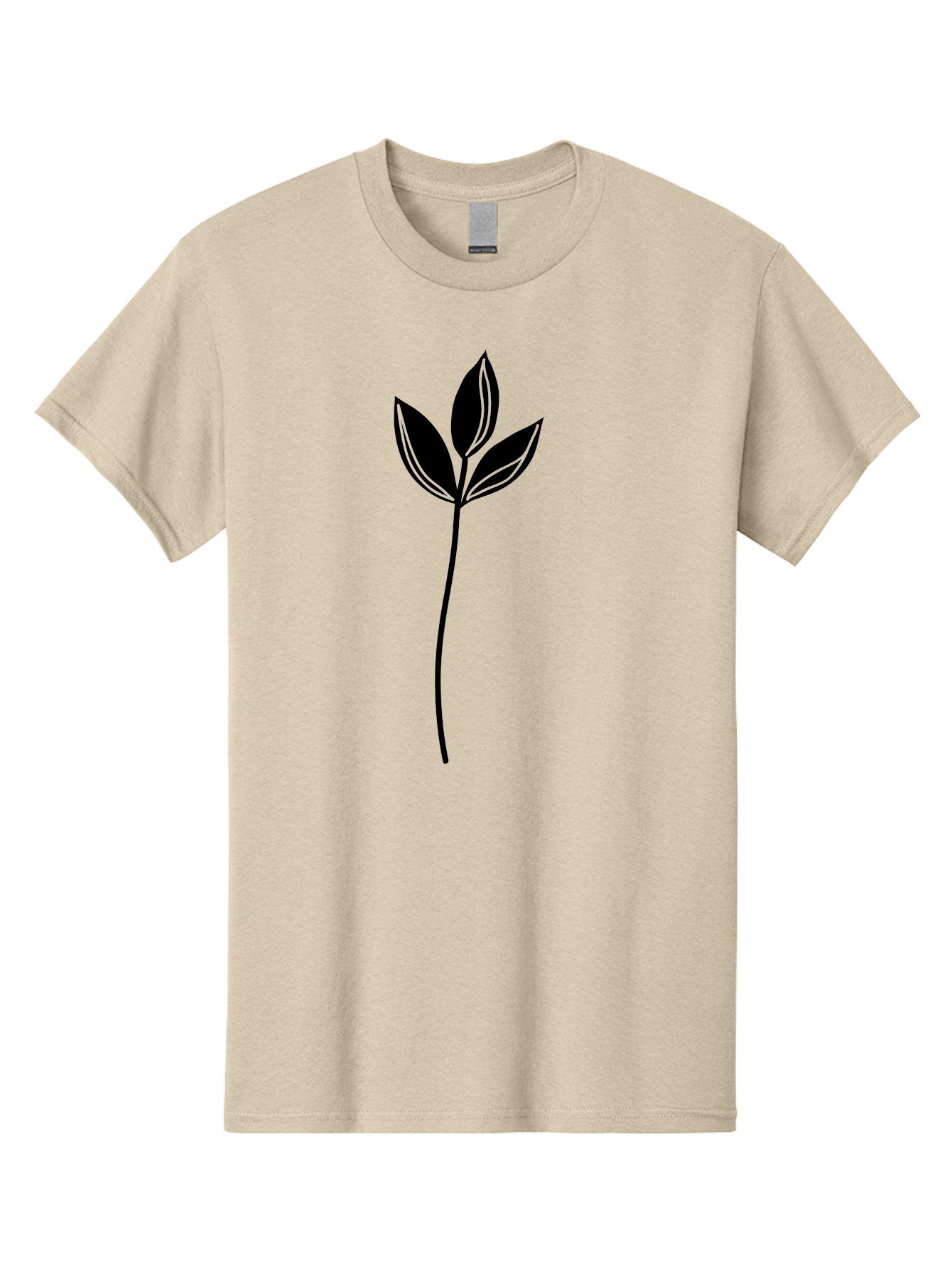 Plant-Silhouette Men'S Graphic Tee, 100% Cotton, Comfortable Casual Summer Wear, Machine Washable, Simple Leaf Illustration, Minimalist Design, Botanical Art, Leaf Silhouette, Nature-Inspired Graphics, Eco-Friendly Visuals, Organic Shapes Aac228