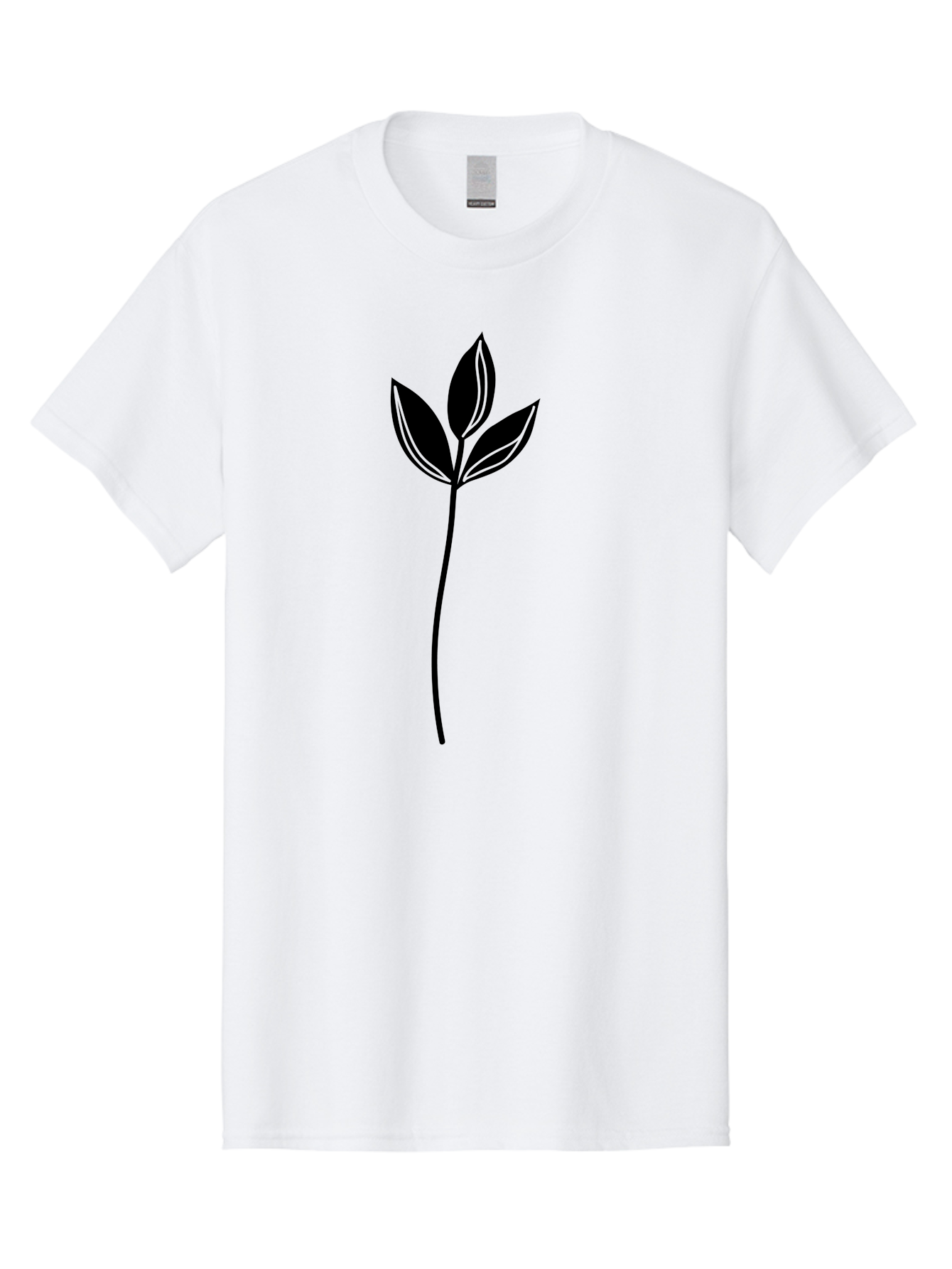 Plant-Silhouette Men'S Graphic Tee, 100% Cotton, Comfortable Casual Summer Wear, Machine Washable, Simple Leaf Illustration, Minimalist Design, Botanical Art, Leaf Silhouette, Nature-Inspired Graphics, Eco-Friendly Visuals, Organic Shapes Aac228
