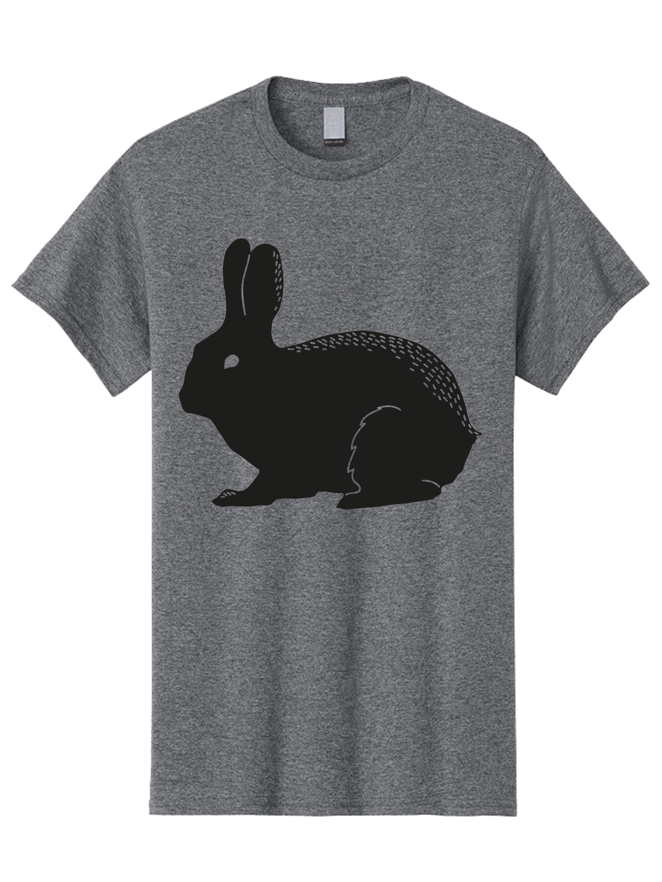 Rabbit-Silhouette Men'S Graphic Tee, 100% Cotton, Comfortable Casual Summer Wear, Machine Washable, Black Rabbit Silhouette, Rabbit Illustration, Cute Bunny, Animal Silhouette, Wildlife Art, Nature Design, Simple Graphics Aac230
