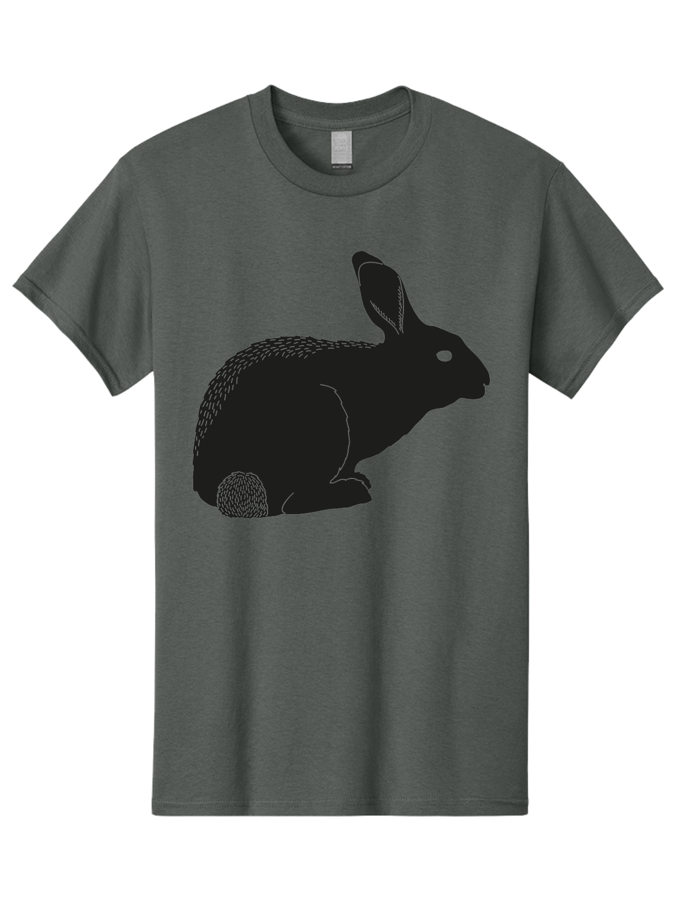 Rabbit Men'S Graphic Tee, 100% Cotton, Comfortable Casual Summer Wear, Machine Washable, Rabbit Silhouette, Simple Illustration, Black Rabbit, Cute Bunny, Side Profile, Cartoon Style, Minimal Design, Easter Symbol, Rabbit Graphics Aac231