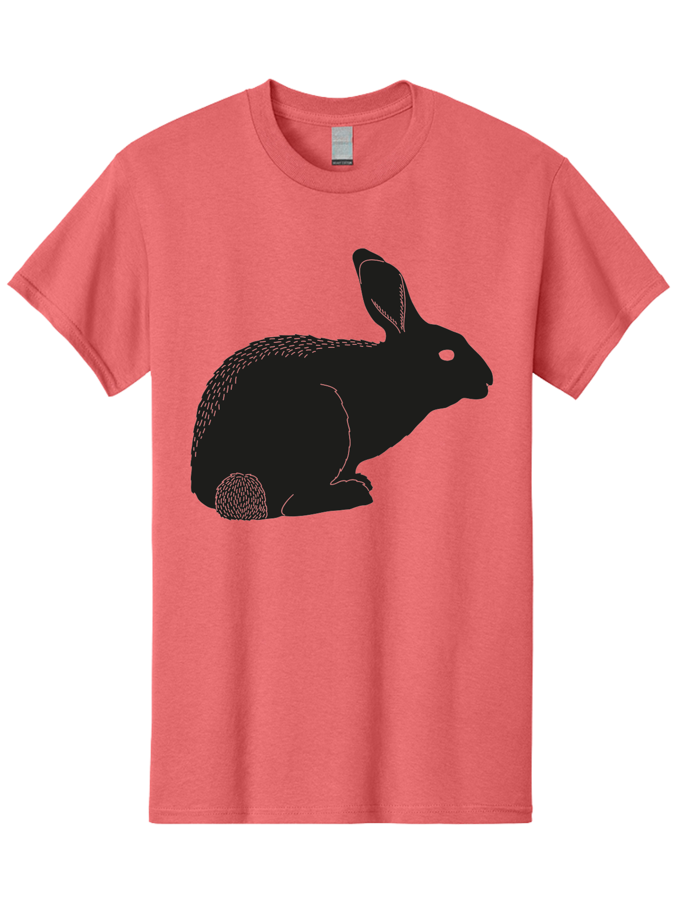 Rabbit Men'S Graphic Tee, 100% Cotton, Comfortable Casual Summer Wear, Machine Washable, Rabbit Silhouette, Simple Illustration, Black Rabbit, Cute Bunny, Side Profile, Cartoon Style, Minimal Design, Easter Symbol, Rabbit Graphics Aac231
