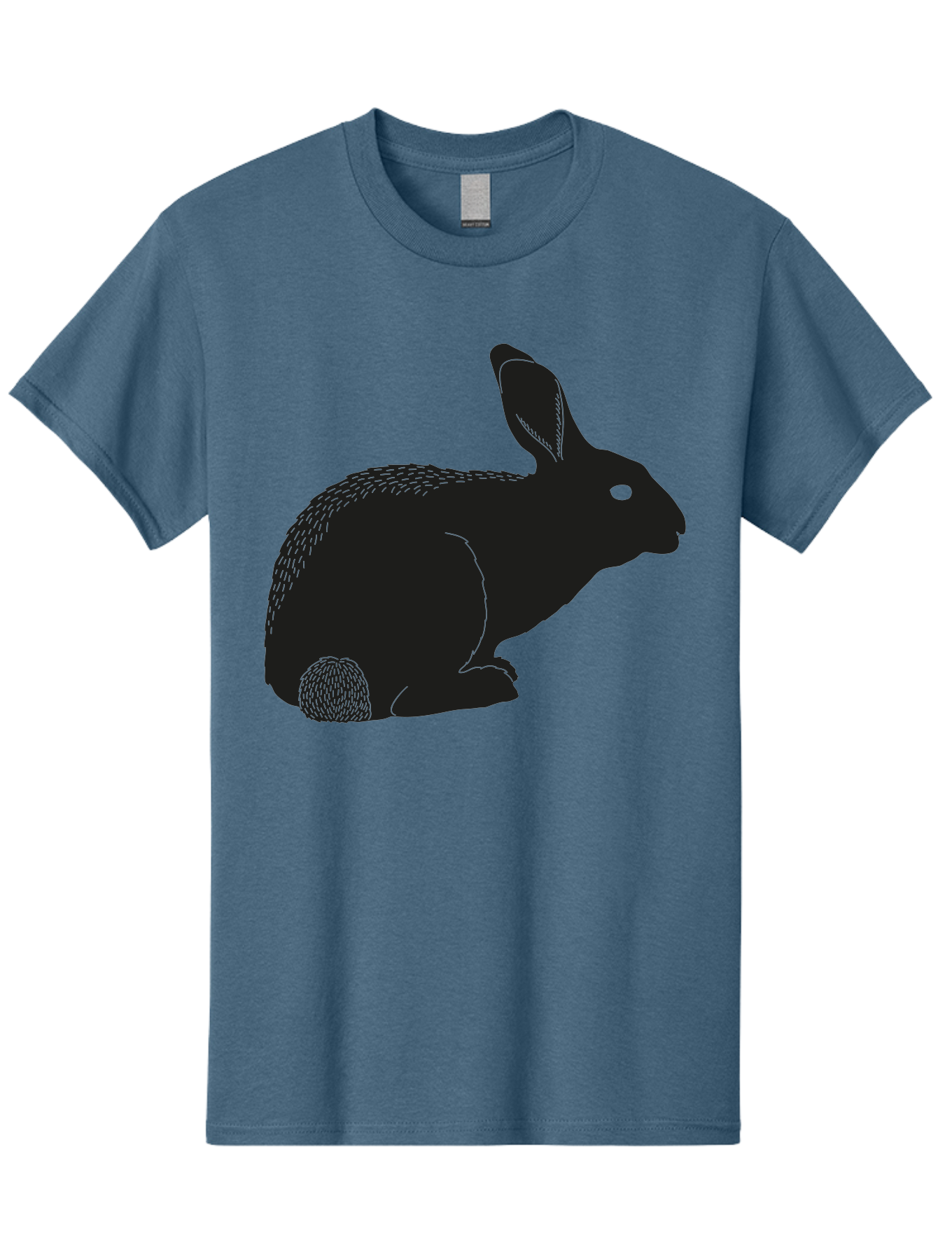 Rabbit Men'S Graphic Tee, 100% Cotton, Comfortable Casual Summer Wear, Machine Washable, Rabbit Silhouette, Simple Illustration, Black Rabbit, Cute Bunny, Side Profile, Cartoon Style, Minimal Design, Easter Symbol, Rabbit Graphics Aac231