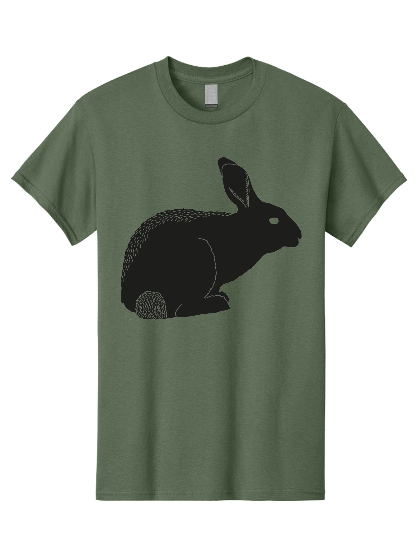 Rabbit Men'S Graphic Tee, 100% Cotton, Comfortable Casual Summer Wear, Machine Washable, Rabbit Silhouette, Simple Illustration, Black Rabbit, Cute Bunny, Side Profile, Cartoon Style, Minimal Design, Easter Symbol, Rabbit Graphics Aac231