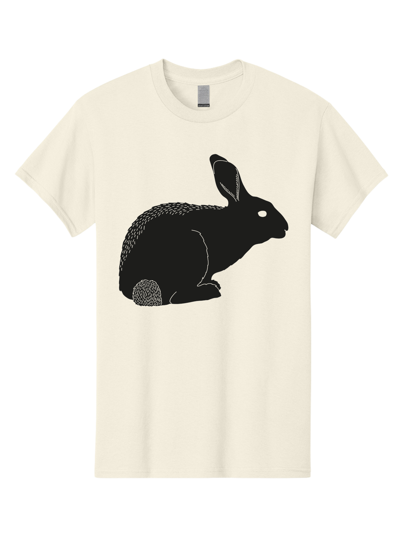 Rabbit Men'S Graphic Tee, 100% Cotton, Comfortable Casual Summer Wear, Machine Washable, Rabbit Silhouette, Simple Illustration, Black Rabbit, Cute Bunny, Side Profile, Cartoon Style, Minimal Design, Easter Symbol, Rabbit Graphics Aac231