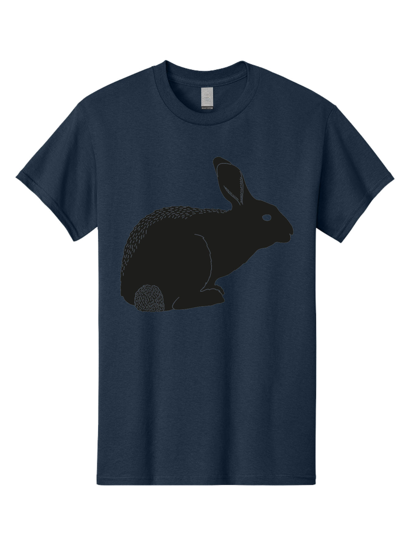 Rabbit Men'S Graphic Tee, 100% Cotton, Comfortable Casual Summer Wear, Machine Washable, Rabbit Silhouette, Simple Illustration, Black Rabbit, Cute Bunny, Side Profile, Cartoon Style, Minimal Design, Easter Symbol, Rabbit Graphics Aac231