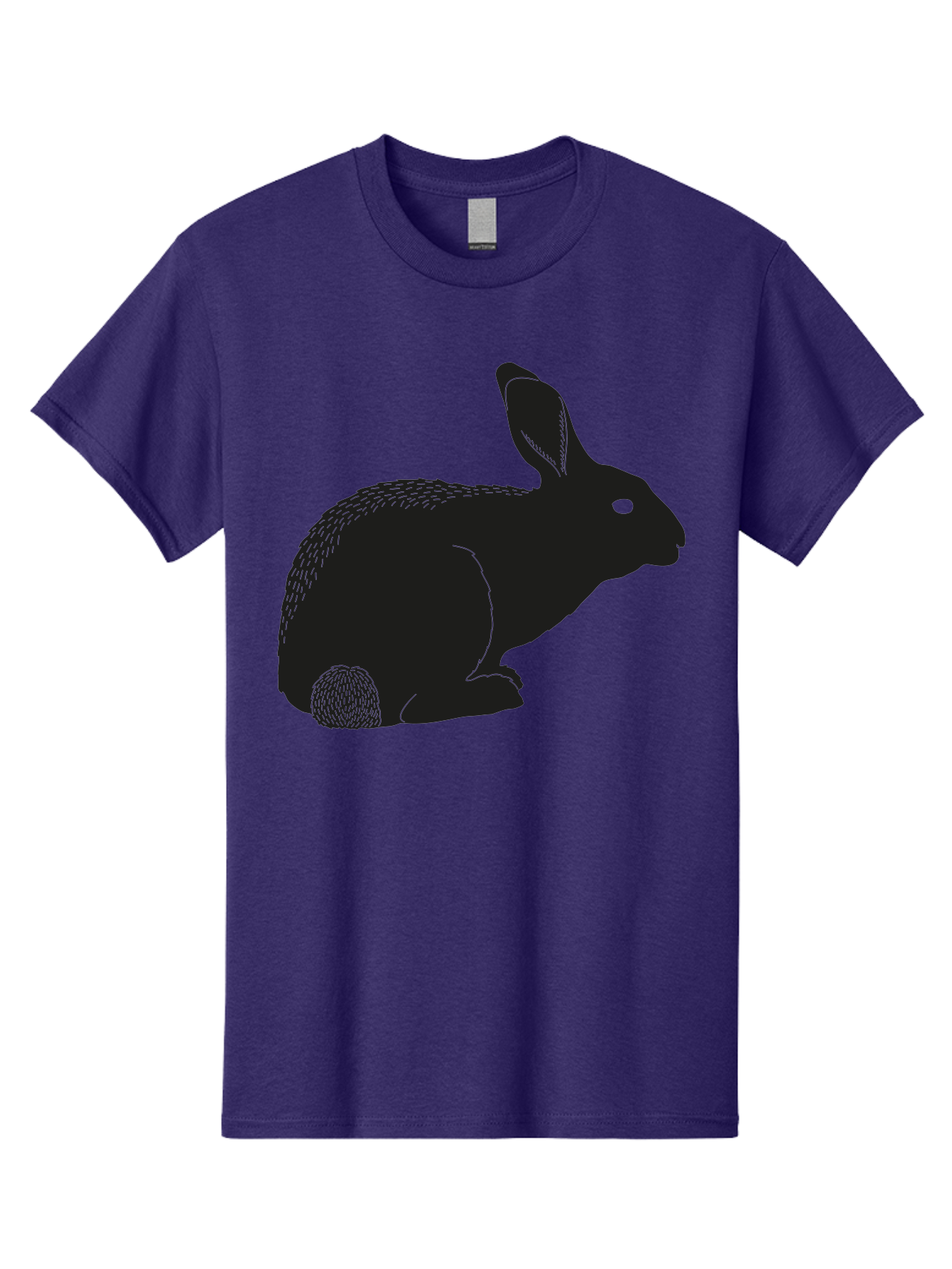 Rabbit Men'S Graphic Tee, 100% Cotton, Comfortable Casual Summer Wear, Machine Washable, Rabbit Silhouette, Simple Illustration, Black Rabbit, Cute Bunny, Side Profile, Cartoon Style, Minimal Design, Easter Symbol, Rabbit Graphics Aac231